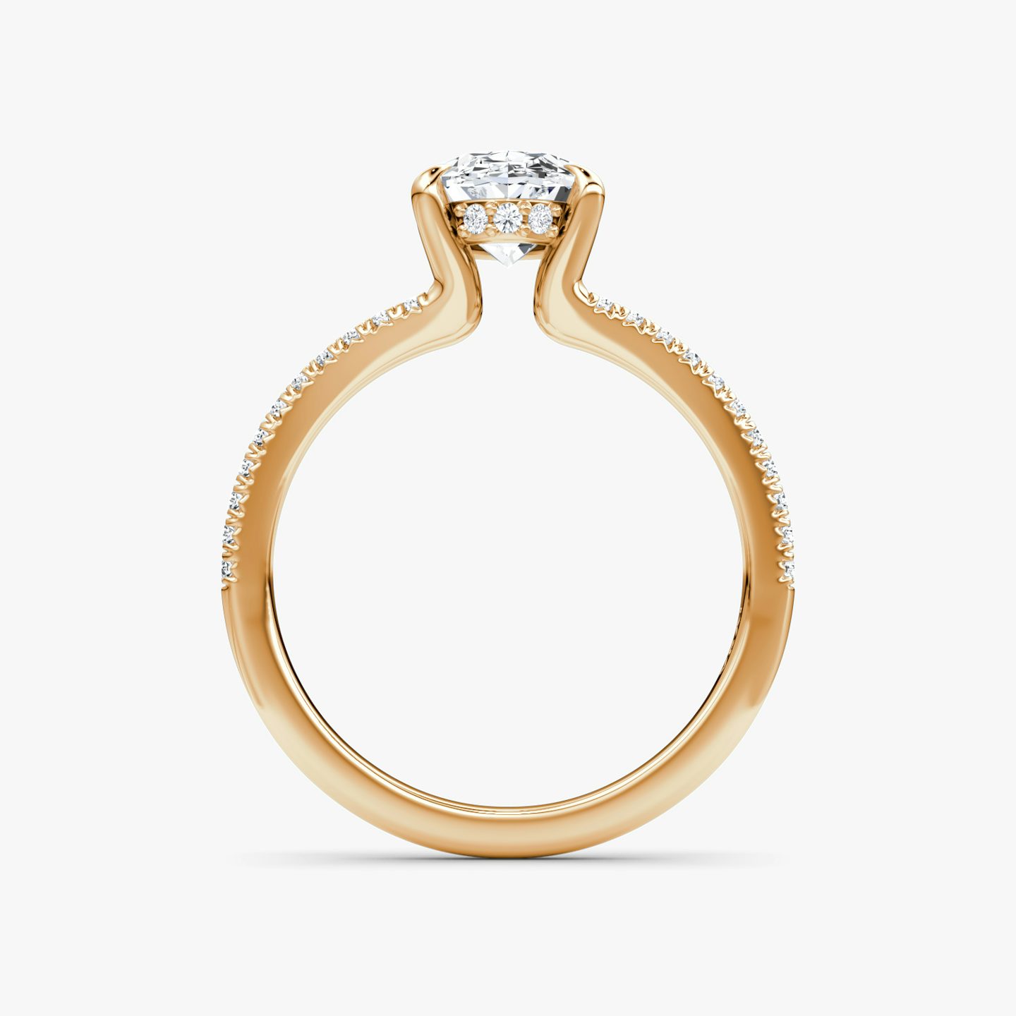 The Floating Split Band | Oval | 14k | Rose Gold | bandAccent: Pavé | diamondOrientation: vertical | caratWeight: other
