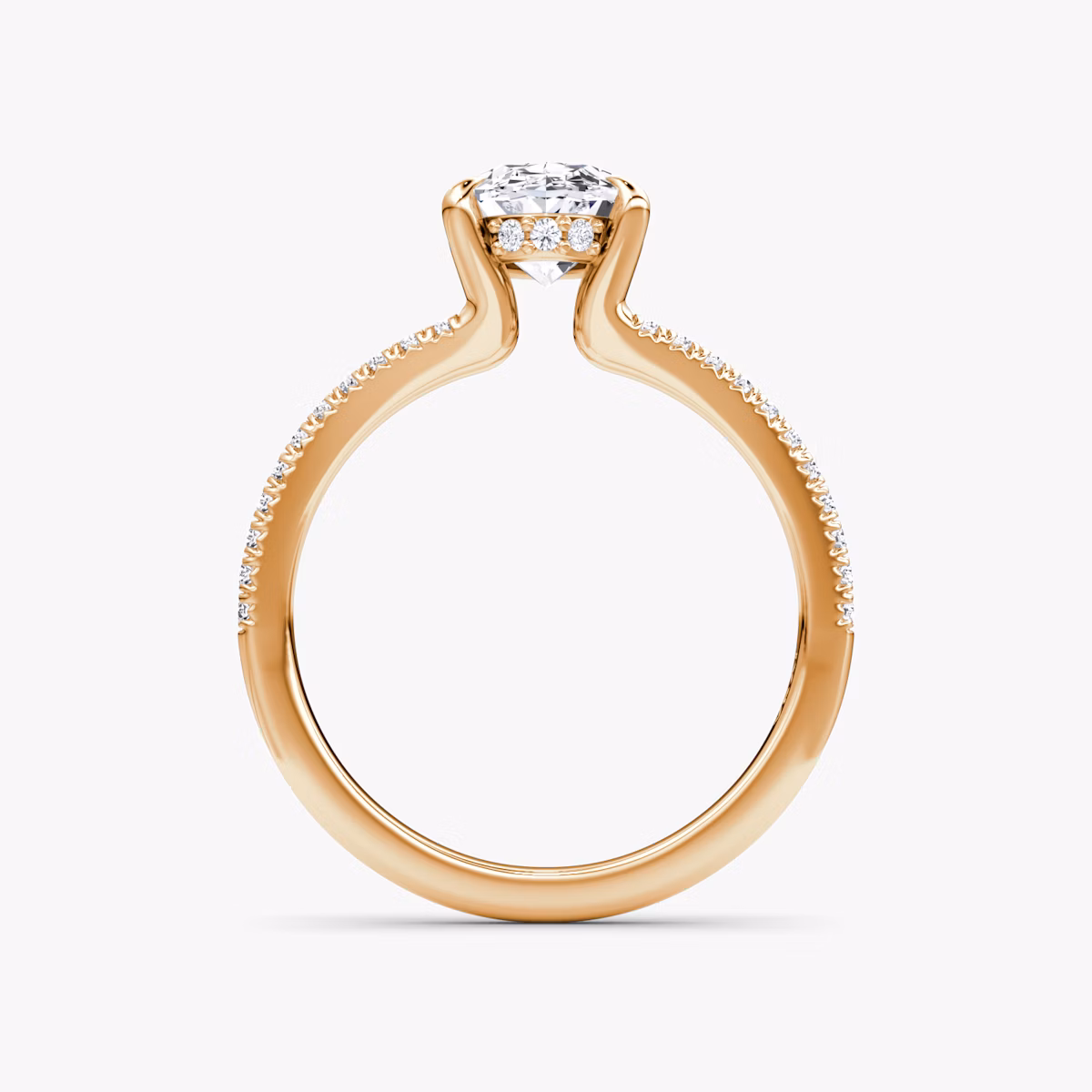 The Floating Split Band | Oval | 14k | Rose Gold | bandAccent: Pavé | diamondOrientation: vertical | caratWeight: other