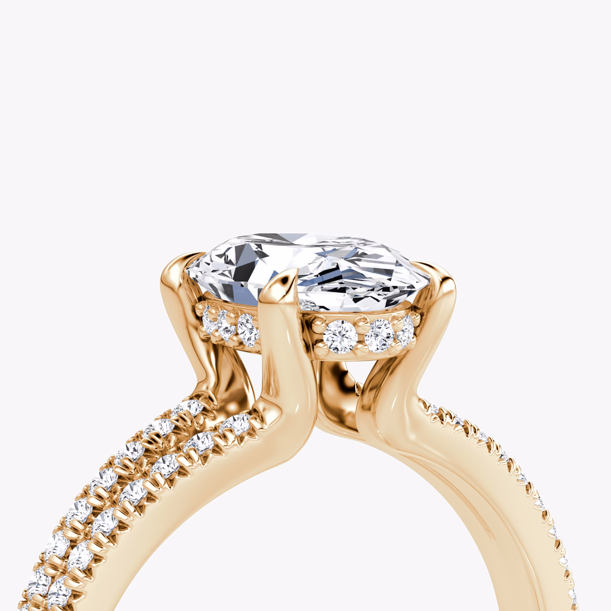 The Floating Split Band | Oval | 14k | Rose Gold | bandAccent: Pavé | diamondOrientation: vertical | caratWeight: other