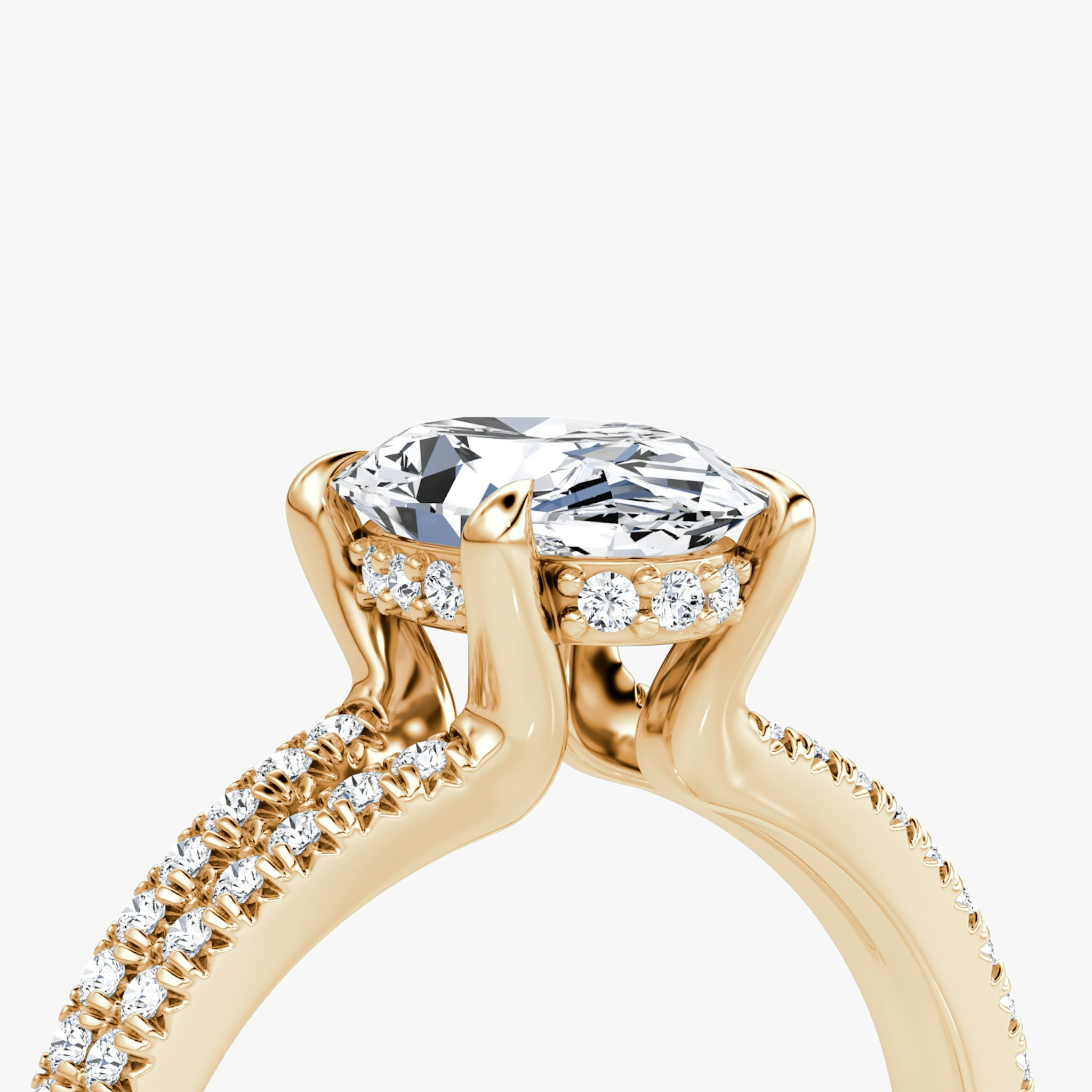 The Floating Split Band | Oval | 14k | Rose Gold | bandAccent: Pavé | diamondOrientation: vertical | caratWeight: other