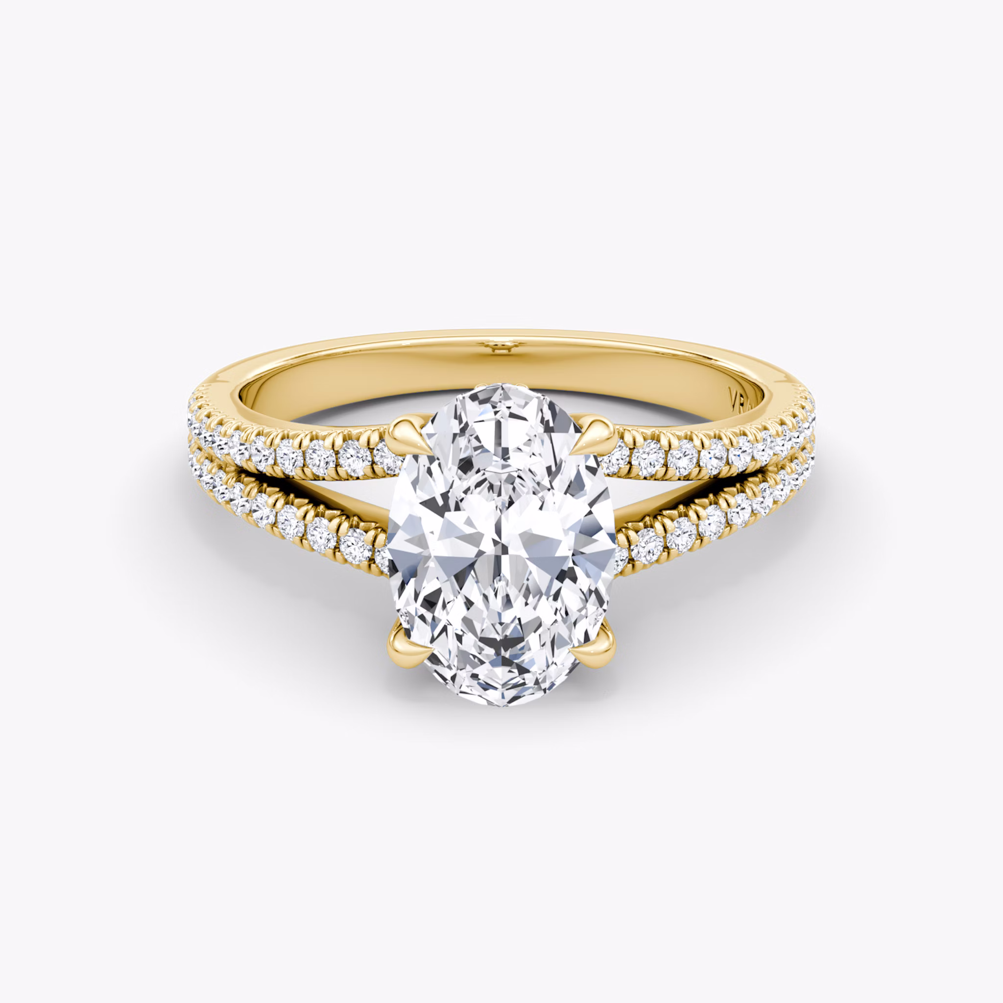 The Floating Split Band | Oval | 18k | Yellow Gold | bandAccent: Pavé | diamondOrientation: vertical | caratWeight: other
