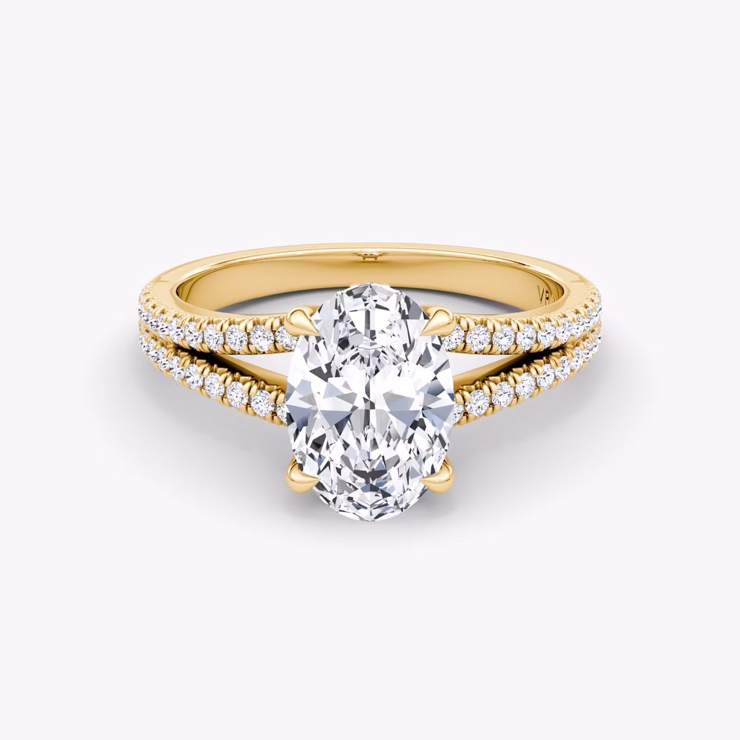 The Floating Split Band | Oval | 18k | Yellow Gold | bandAccent: Pavé | diamondOrientation: vertical | caratWeight: other