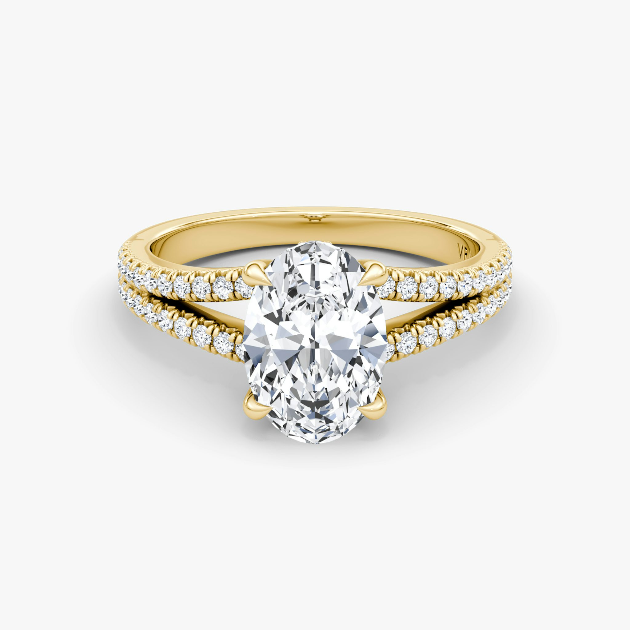 The Floating Split Band | Oval | 18k | Yellow Gold | bandAccent: Pavé | diamondOrientation: vertical | caratWeight: other