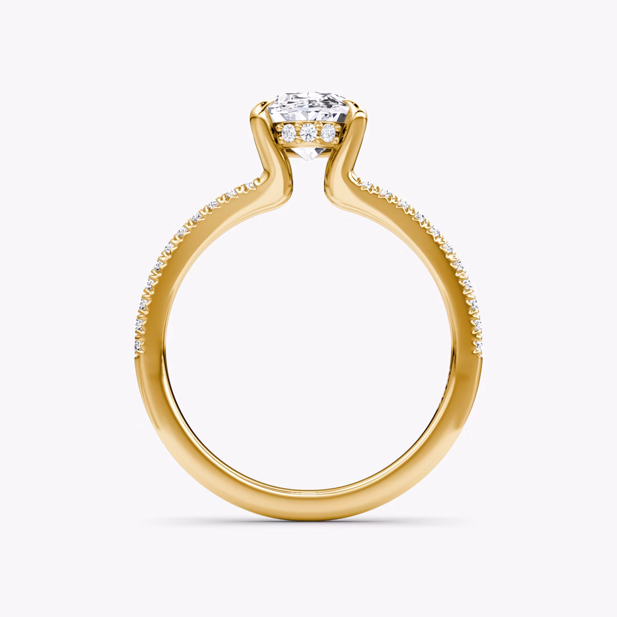 The Floating Split Band | Oval | 18k | Yellow Gold | bandAccent: Pavé | diamondOrientation: vertical | caratWeight: other