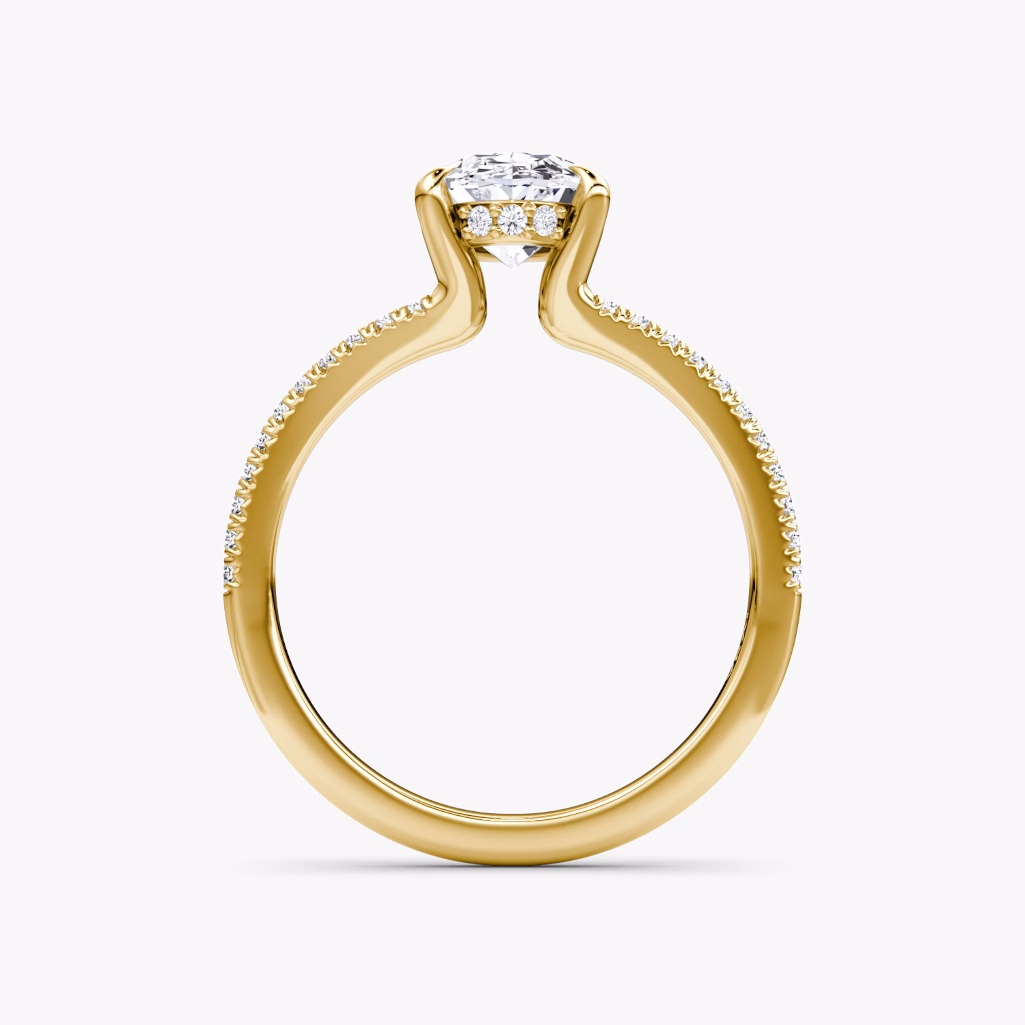 The Floating Split Band | Oval | 18k | Yellow Gold | bandAccent: Pavé | diamondOrientation: vertical | caratWeight: other