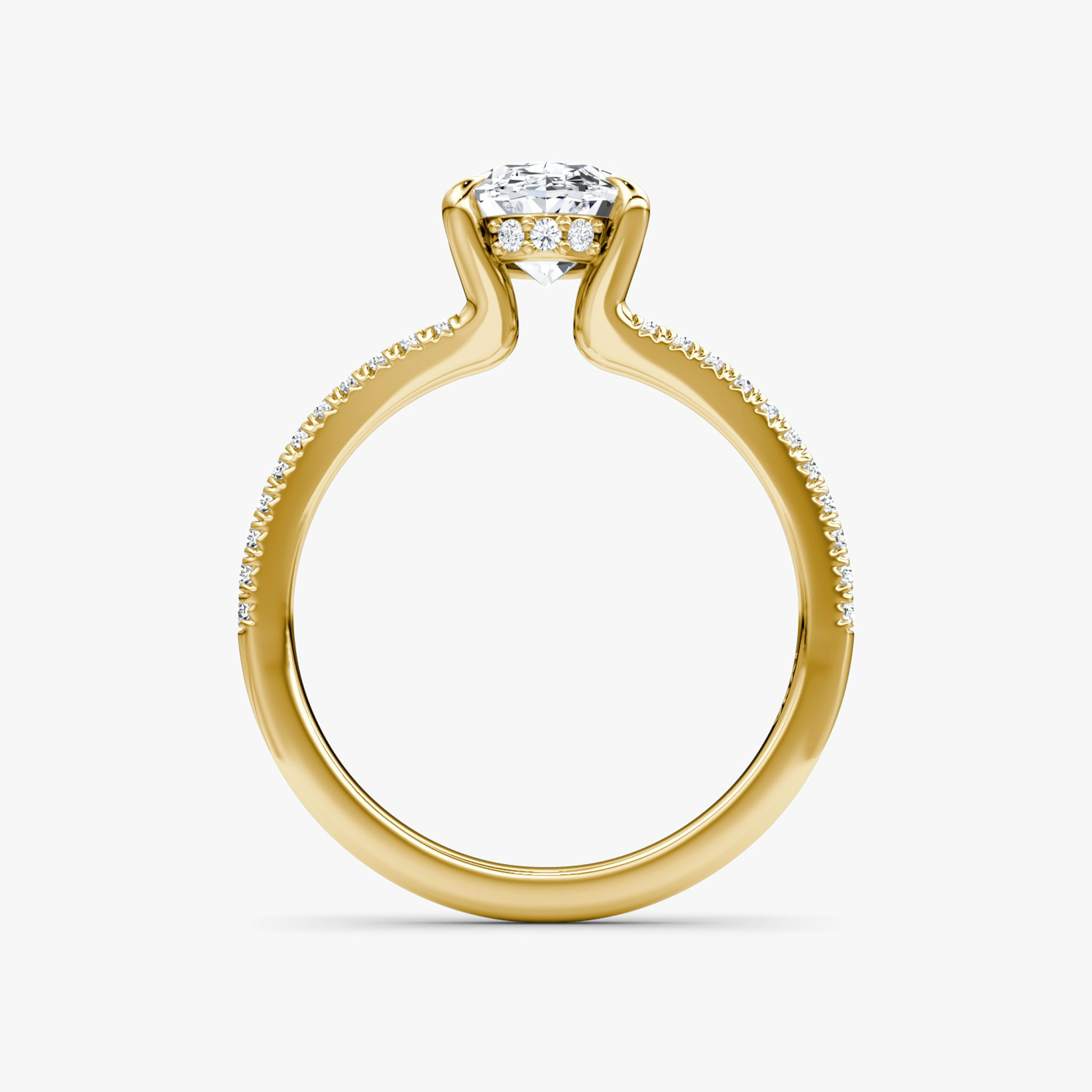 The Floating Split Band | Oval | 18k | Yellow Gold | bandAccent: Pavé | diamondOrientation: vertical | caratWeight: other