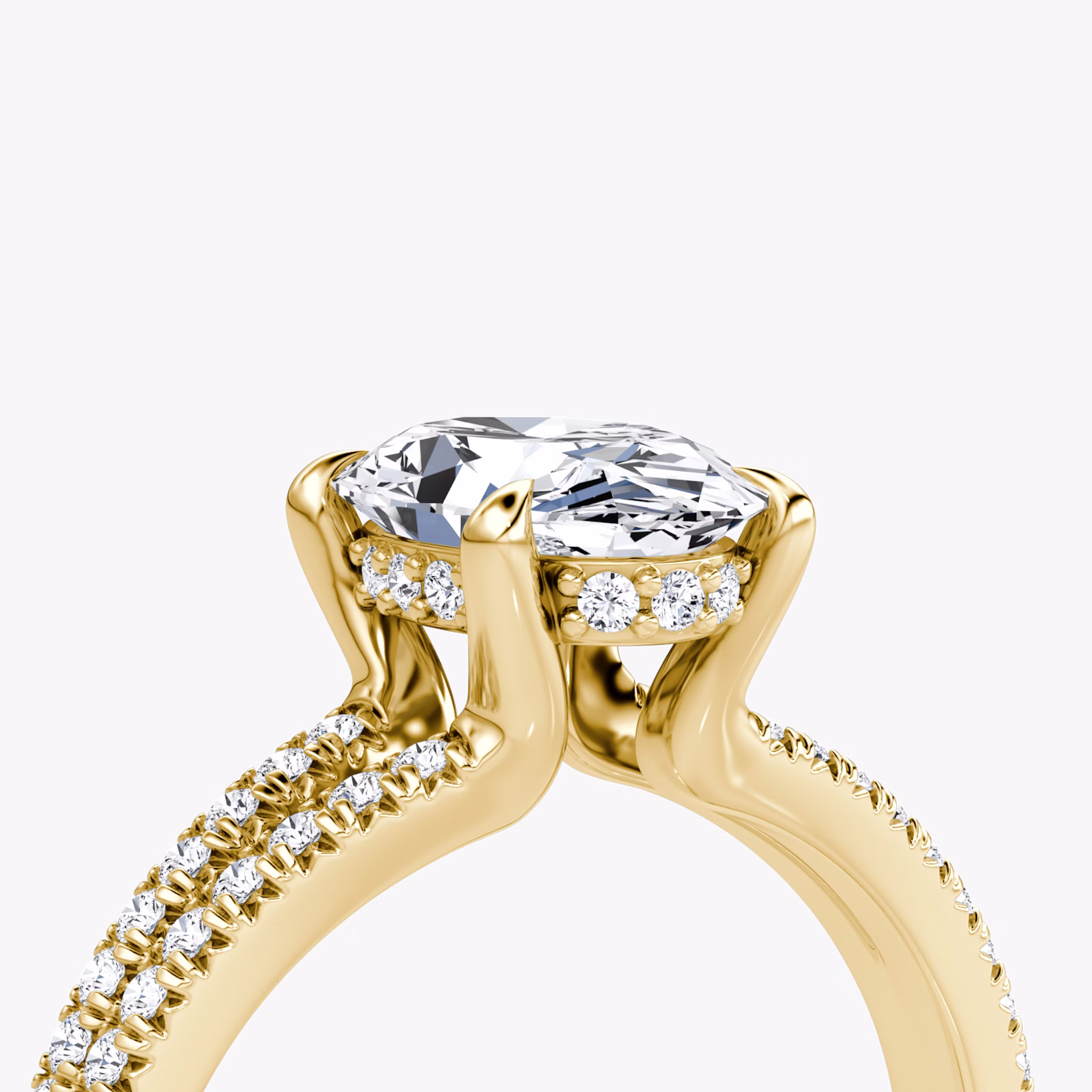 The Floating Split Band | Oval | 18k | Yellow Gold | bandAccent: Pavé | diamondOrientation: vertical | caratWeight: other