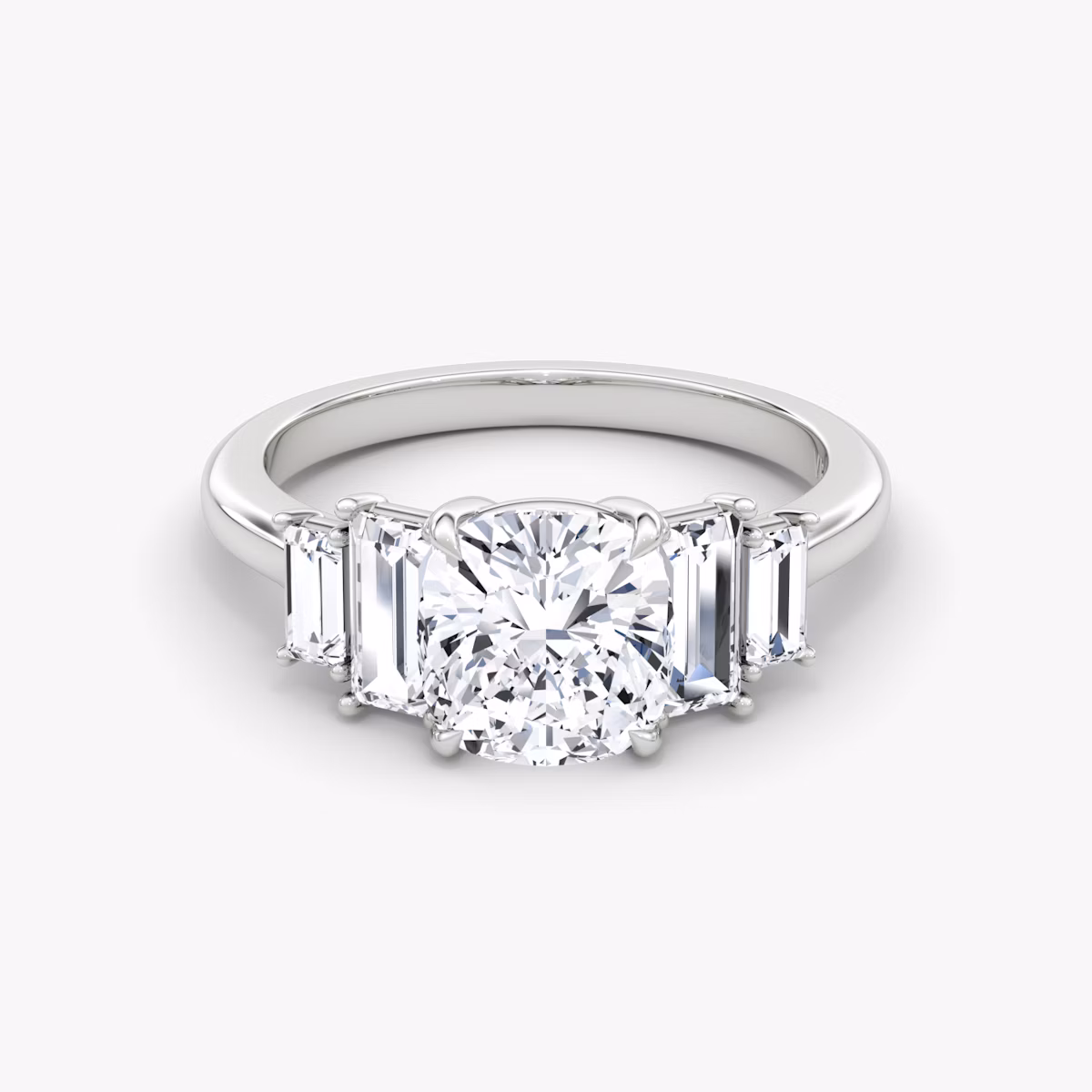The Five Stone Heirloom | Cushion | Platinum | bandAccent: Plain | diamondOrientation: vertical | caratWeight: other