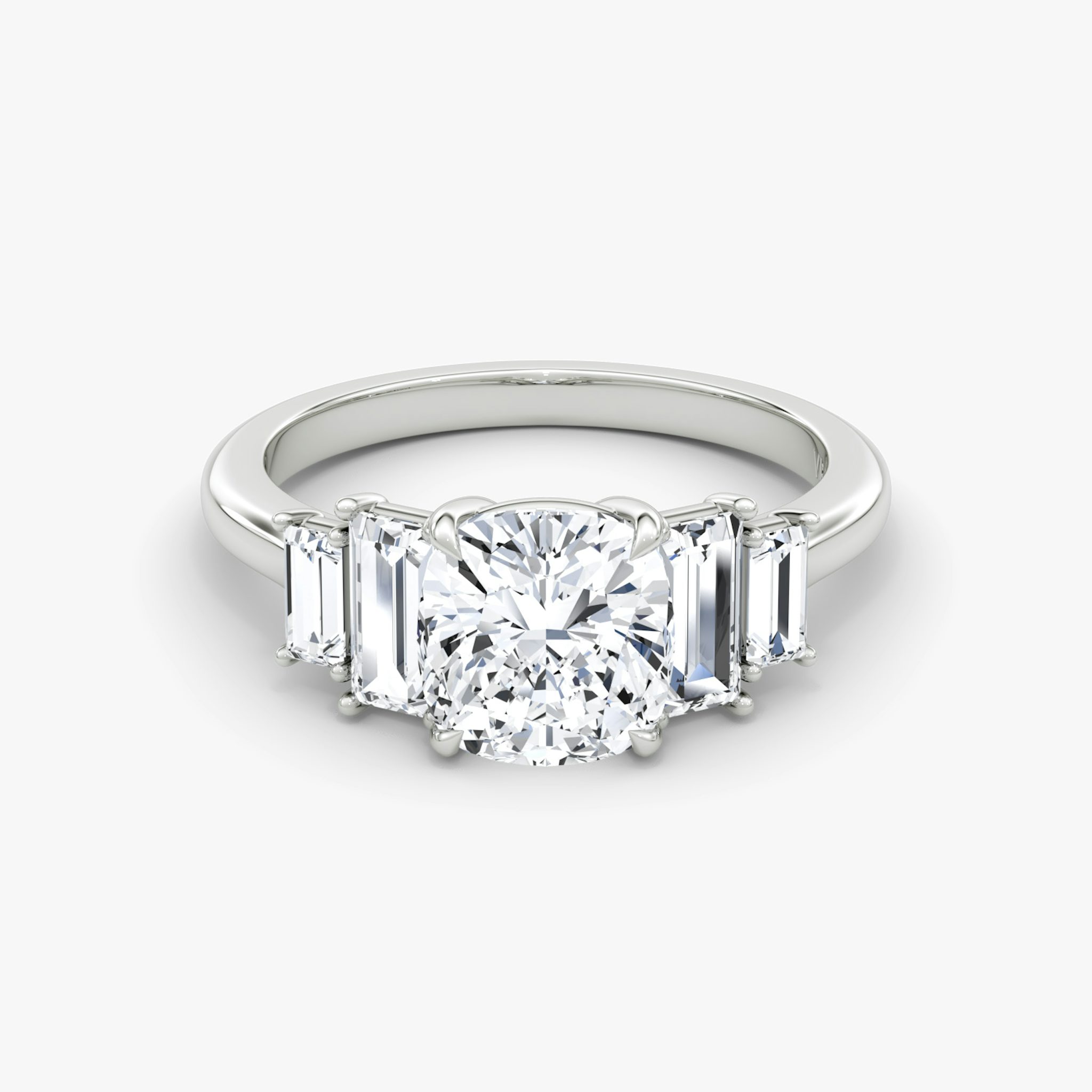 The Five Stone Heirloom | Cushion | 18k | White Gold | bandAccent: Plain | diamondOrientation: vertical | caratWeight: other