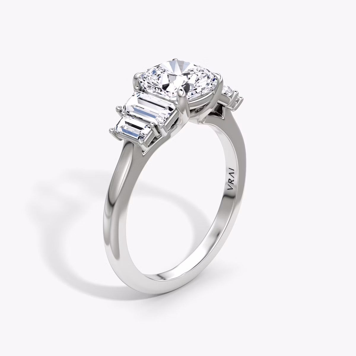 The Five Stone Heirloom | Cushion | Platinum | bandAccent: Plain | diamondOrientation: vertical | caratWeight: other