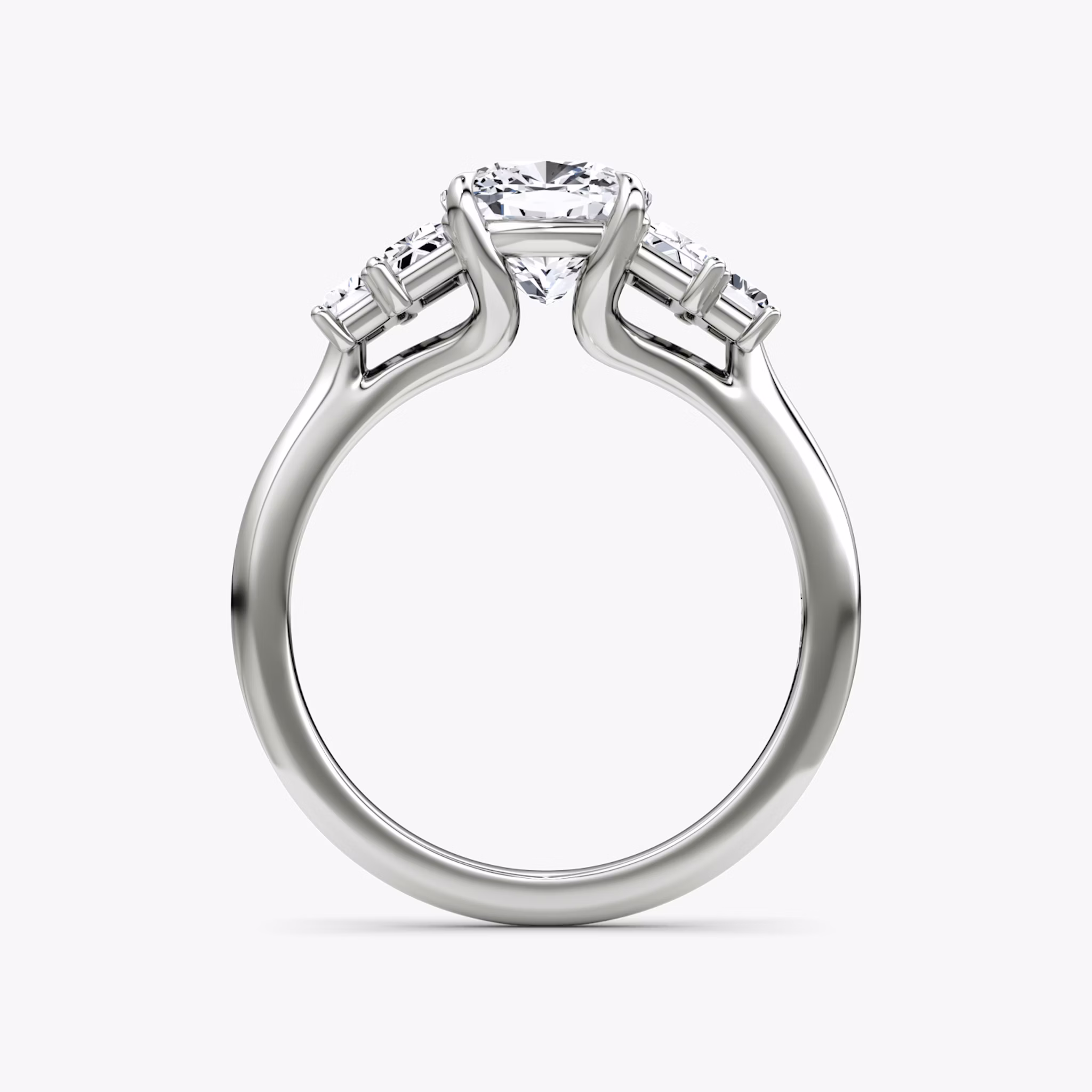 The Five Stone Heirloom | Cushion | 18k | White Gold | bandAccent: Plain | diamondOrientation: vertical | caratWeight: other