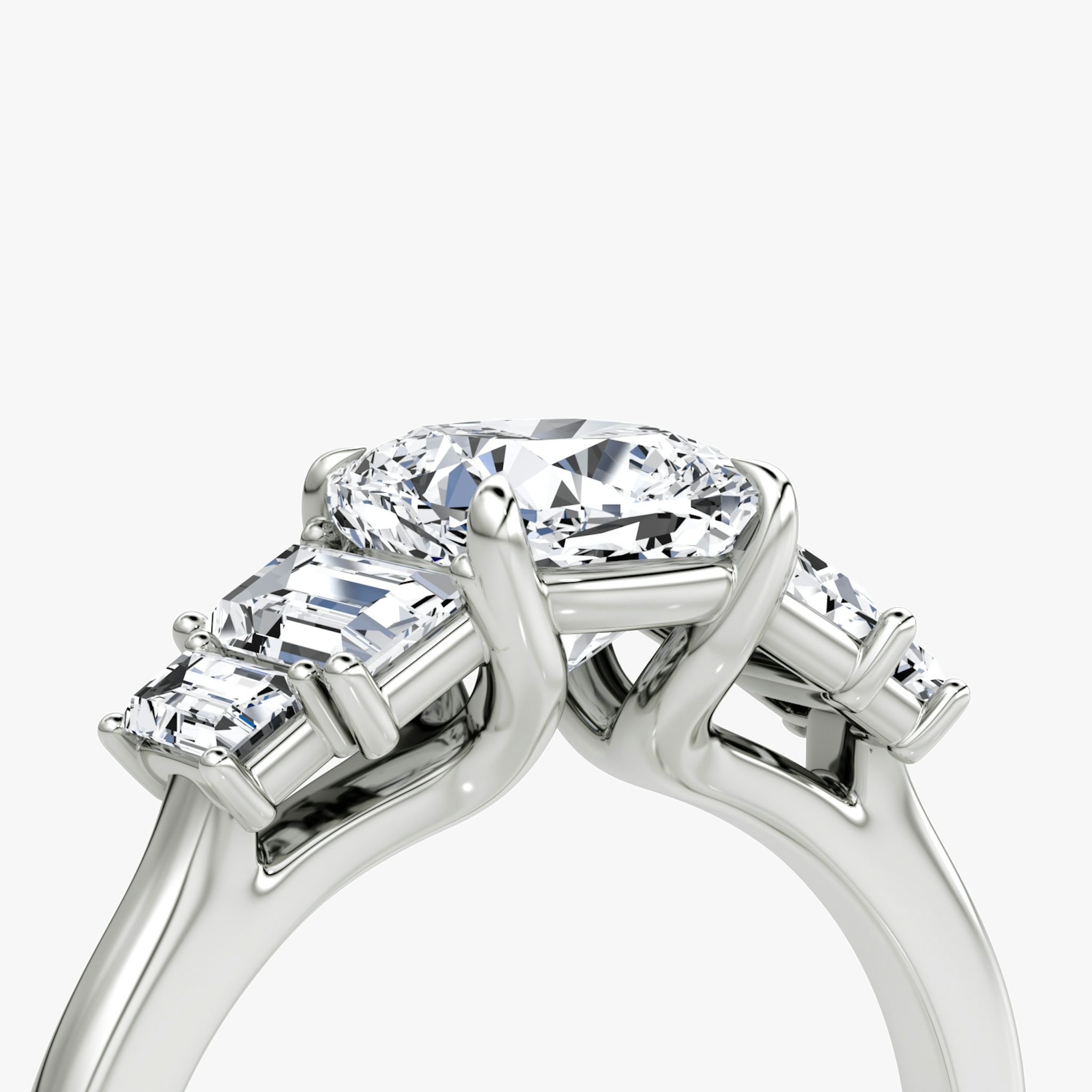The Five Stone Heirloom | Cushion | 18k | White Gold | bandAccent: Plain | diamondOrientation: vertical | caratWeight: other