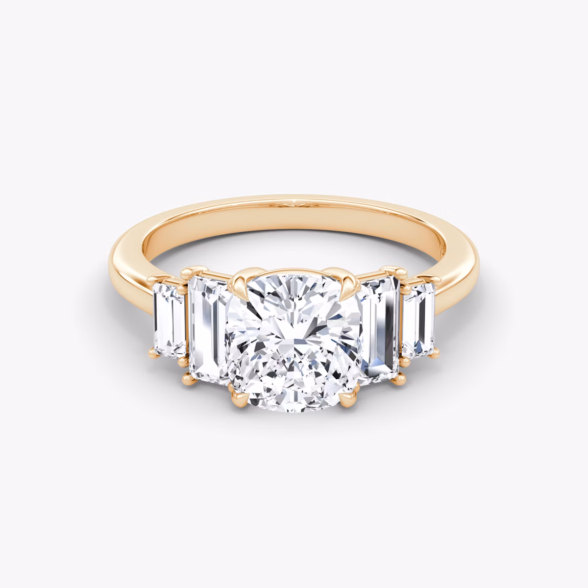 The Five Stone Heirloom | Cushion | 14k | Rose Gold | bandAccent: Plain | diamondOrientation: vertical | caratWeight: other