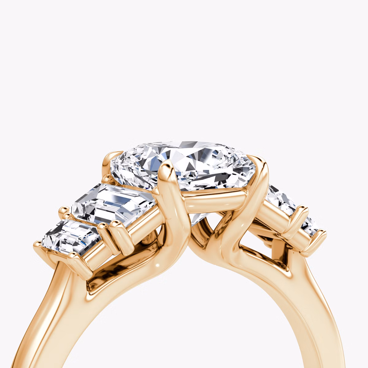 The Five Stone Heirloom | Cushion | 14k | Rose Gold | bandAccent: Plain | diamondOrientation: vertical | caratWeight: other
