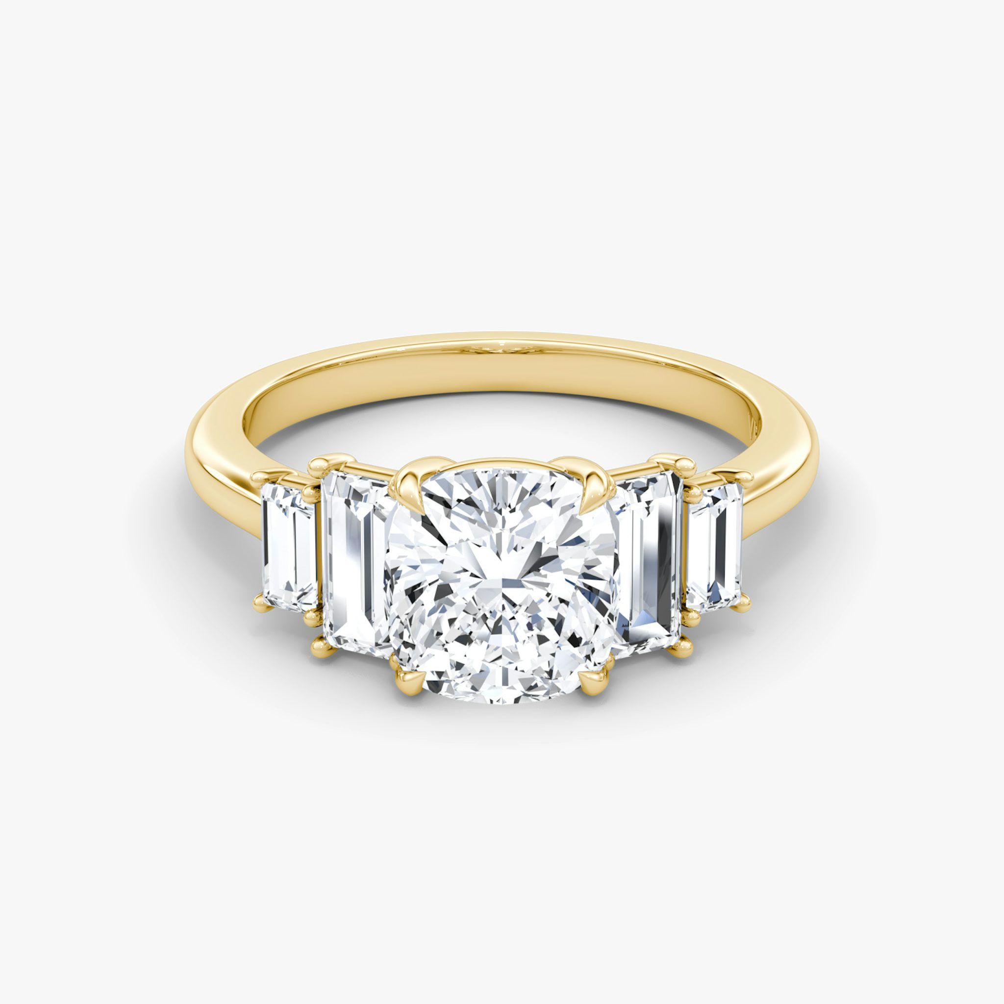 The Five Stone Heirloom | Cushion | 18k | Yellow Gold | bandAccent: Plain | diamondOrientation: vertical | caratWeight: other