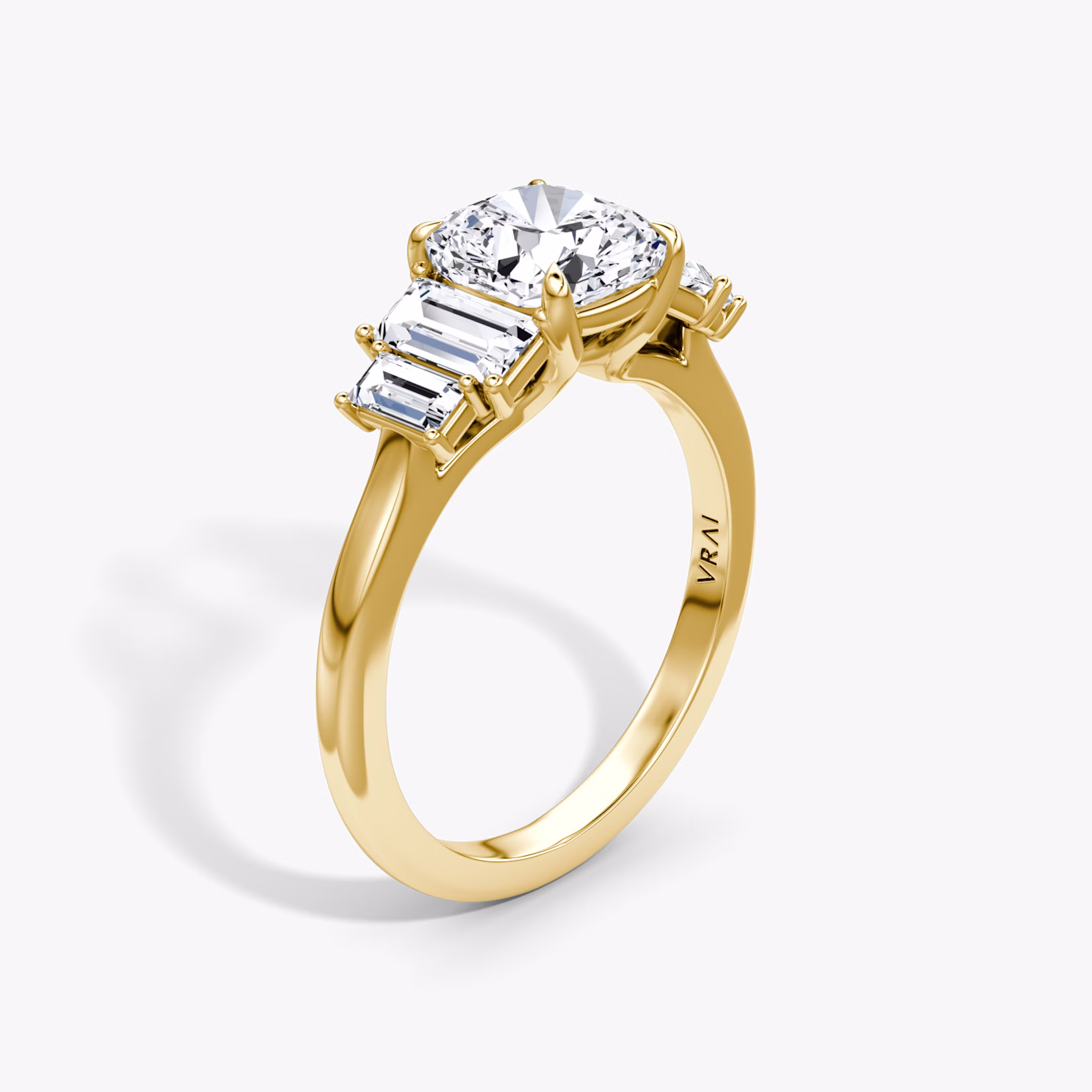 The Five Stone Heirloom | Cushion | 18k | Yellow Gold | bandAccent: Plain | diamondOrientation: vertical | caratWeight: other