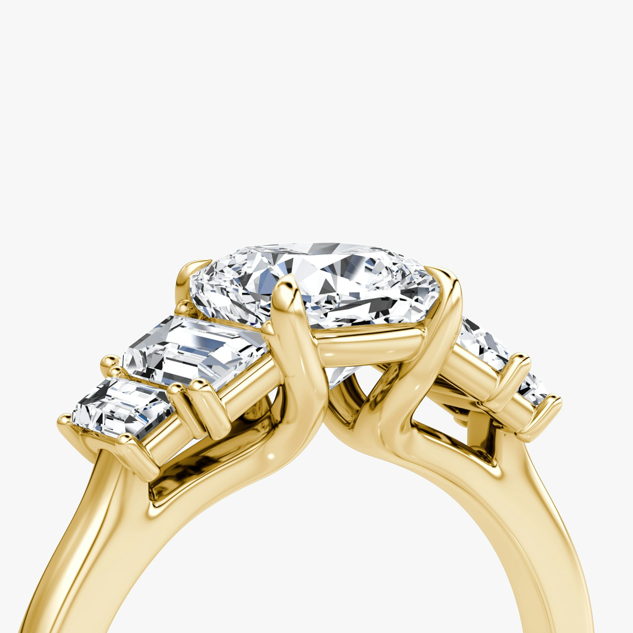 The Five Stone Heirloom | Cushion | 18k | Yellow Gold | bandAccent: Plain | diamondOrientation: vertical | caratWeight: other