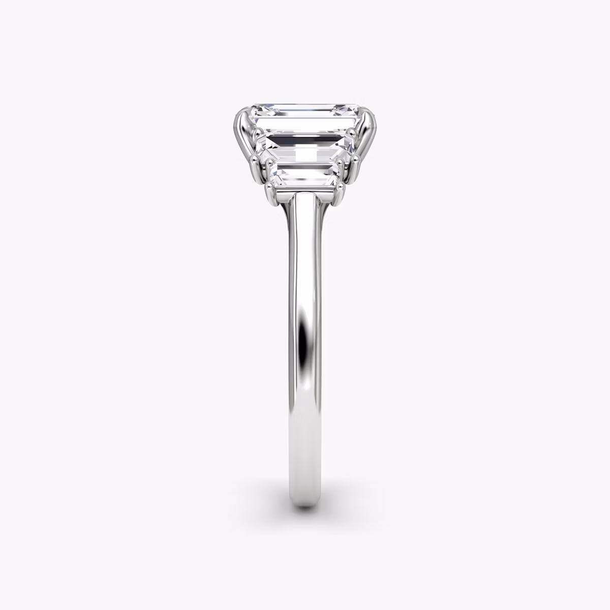 The Five Stone Heirloom | Emerald | 18k | White Gold | bandAccent: Plain | diamondOrientation: vertical | caratWeight: other