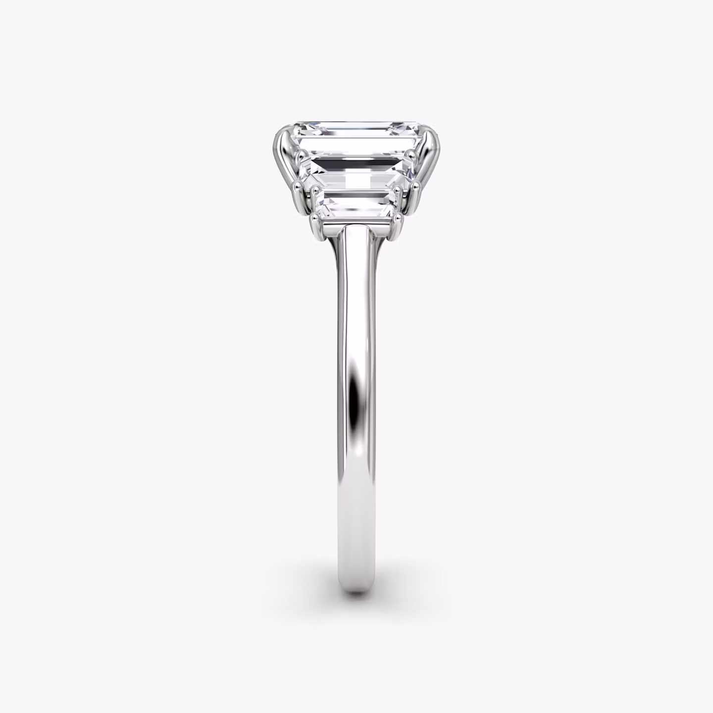 The Five Stone Heirloom | Emerald | 18k | White Gold | bandAccent: Plain | diamondOrientation: vertical | caratWeight: other