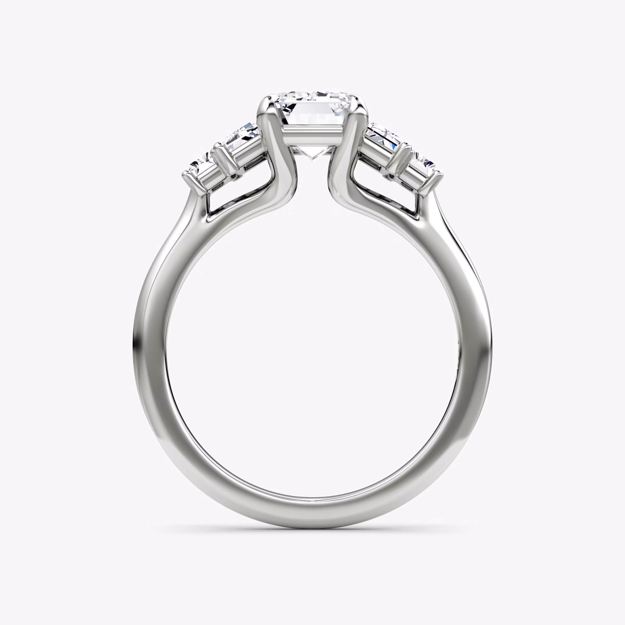 The Five Stone Heirloom | Emerald | 18k | White Gold | bandAccent: Plain | diamondOrientation: vertical | caratWeight: other