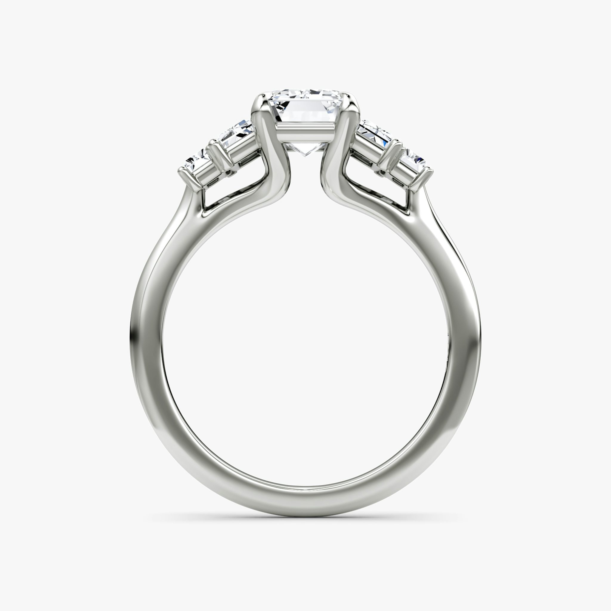 The Five Stone Heirloom | Emerald | 18k | White Gold | bandAccent: Plain | diamondOrientation: vertical | caratWeight: other