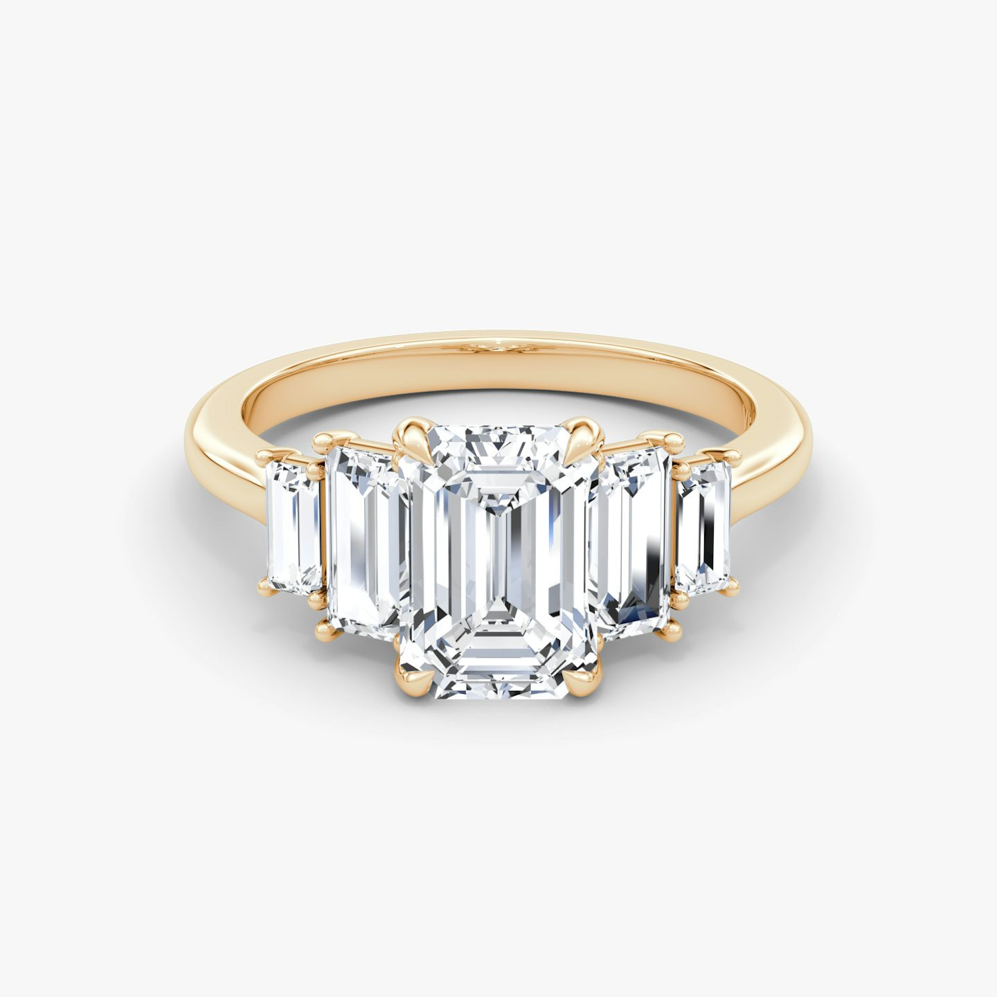 The Five Stone Heirloom | Emerald | 14k | Rose Gold | bandAccent: Plain | diamondOrientation: vertical | caratWeight: other