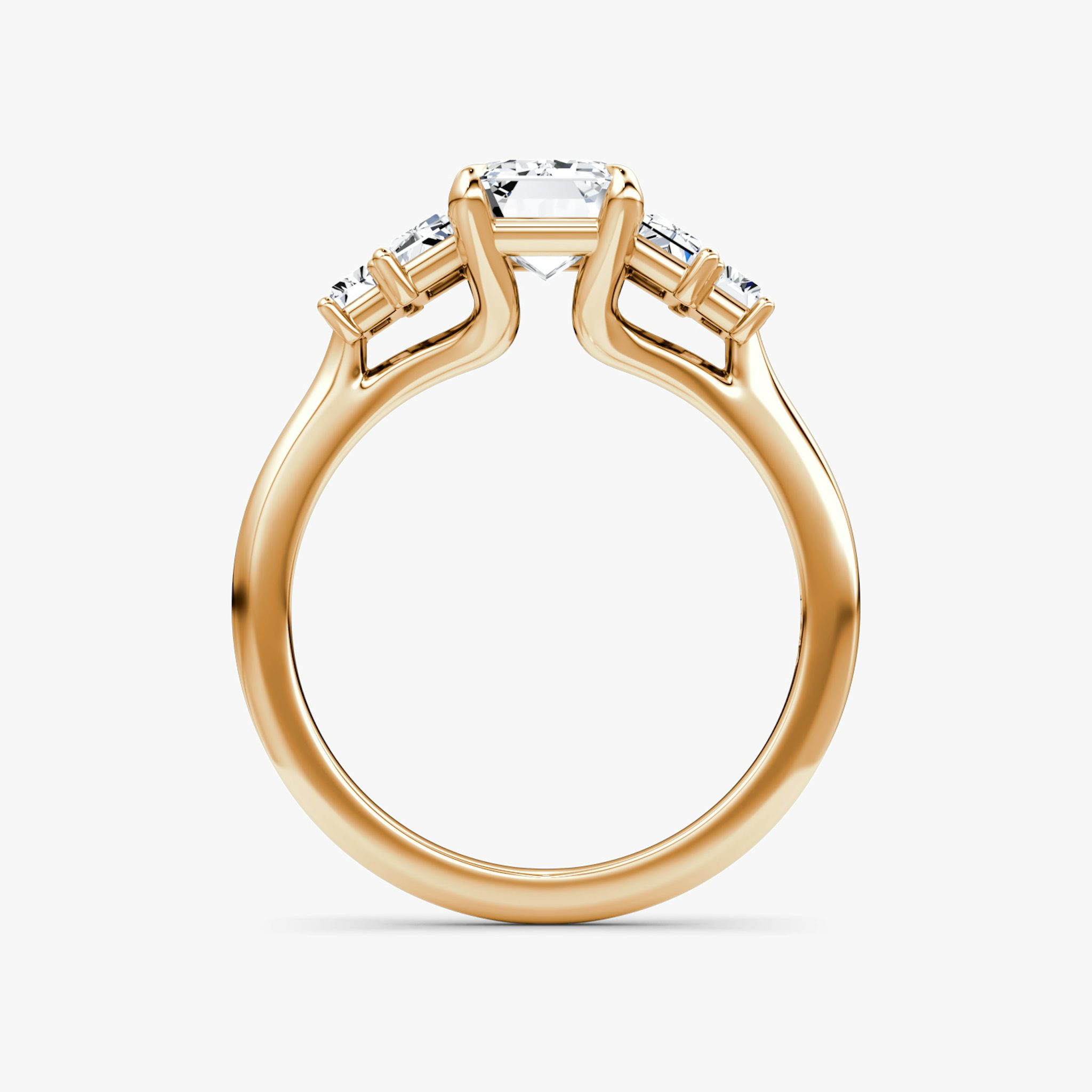 The Five Stone Heirloom | Emerald | 14k | Rose Gold | bandAccent: Plain | diamondOrientation: vertical | caratWeight: other