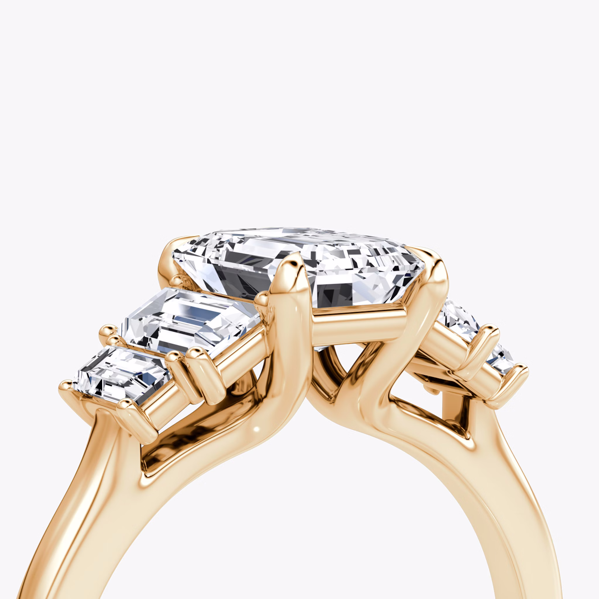 The Five Stone Heirloom | Emerald | 14k | Rose Gold | bandAccent: Plain | diamondOrientation: vertical | caratWeight: other