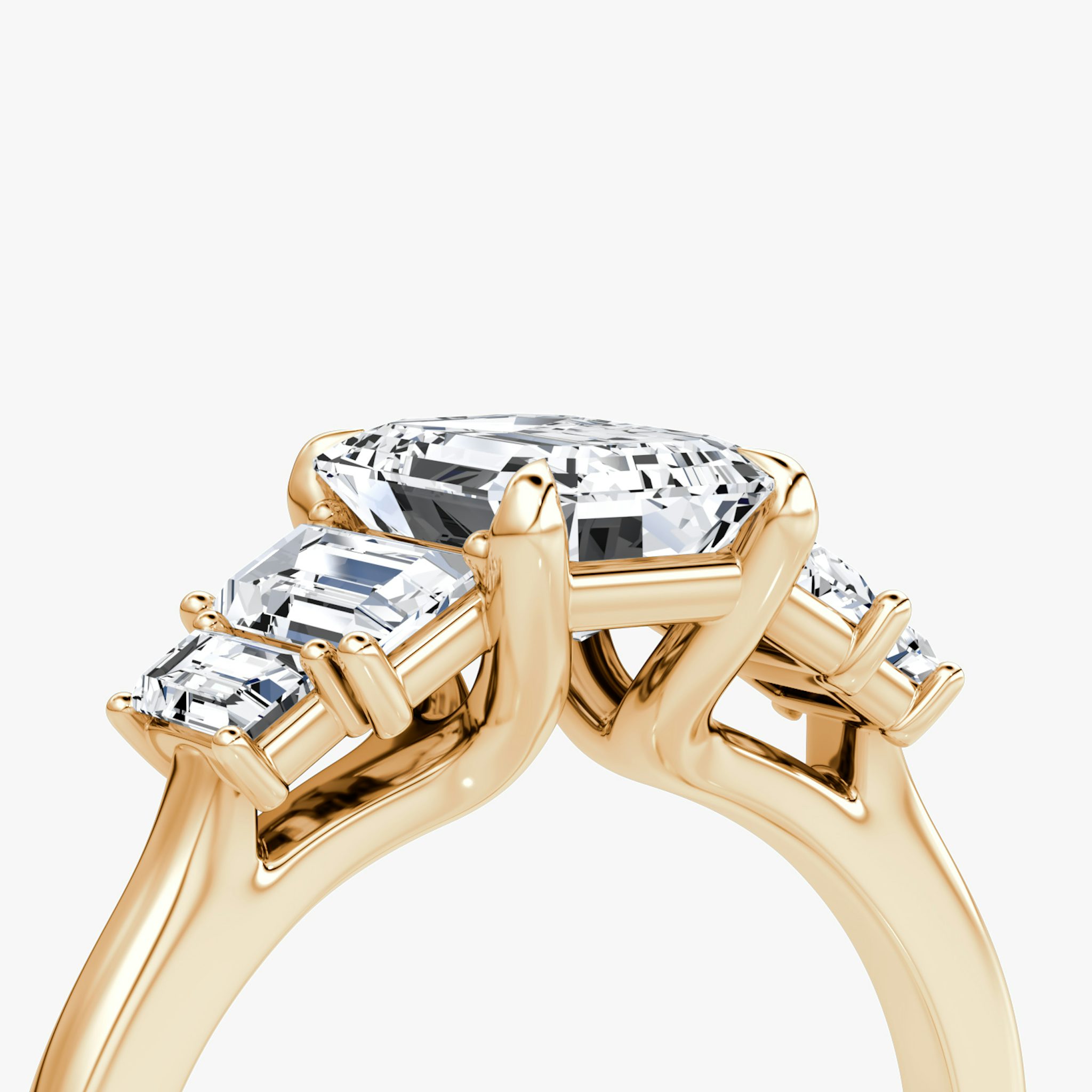 The Five Stone Heirloom | Emerald | 14k | Rose Gold | bandAccent: Plain | diamondOrientation: vertical | caratWeight: other