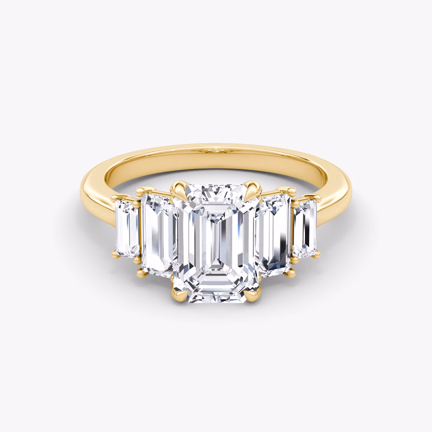 The Five Stone Heirloom | Emerald | 18k | Yellow Gold | bandAccent: Plain | diamondOrientation: vertical | caratWeight: other