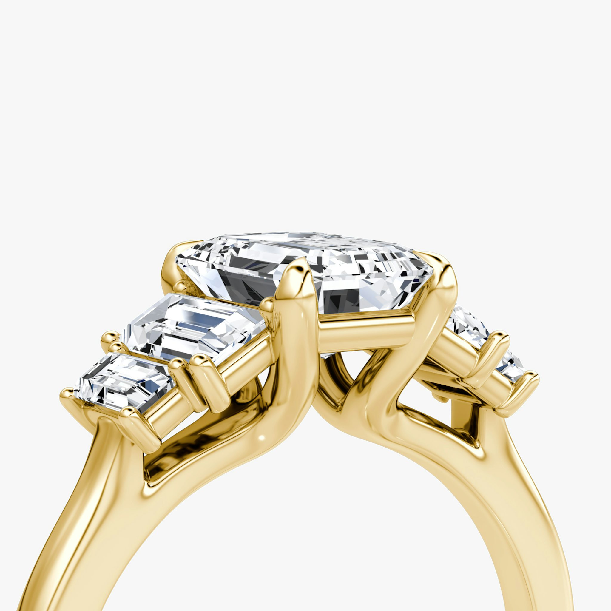 The Five Stone Heirloom | Emerald | 18k | Yellow Gold | bandAccent: Plain | diamondOrientation: vertical | caratWeight: other