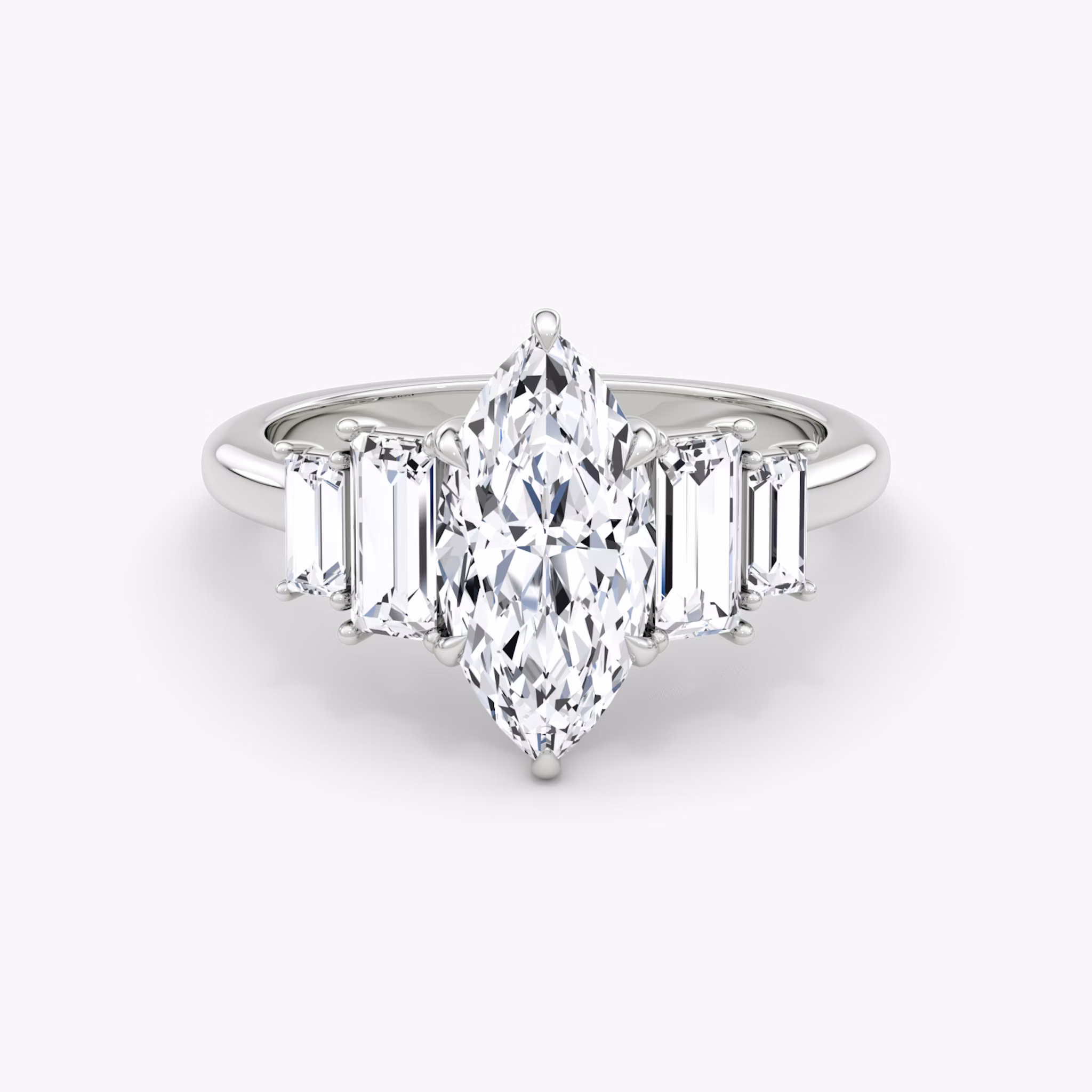 The Five Stone Heirloom | Marquise | 18k | White Gold | bandAccent: Plain | diamondOrientation: vertical | caratWeight: other