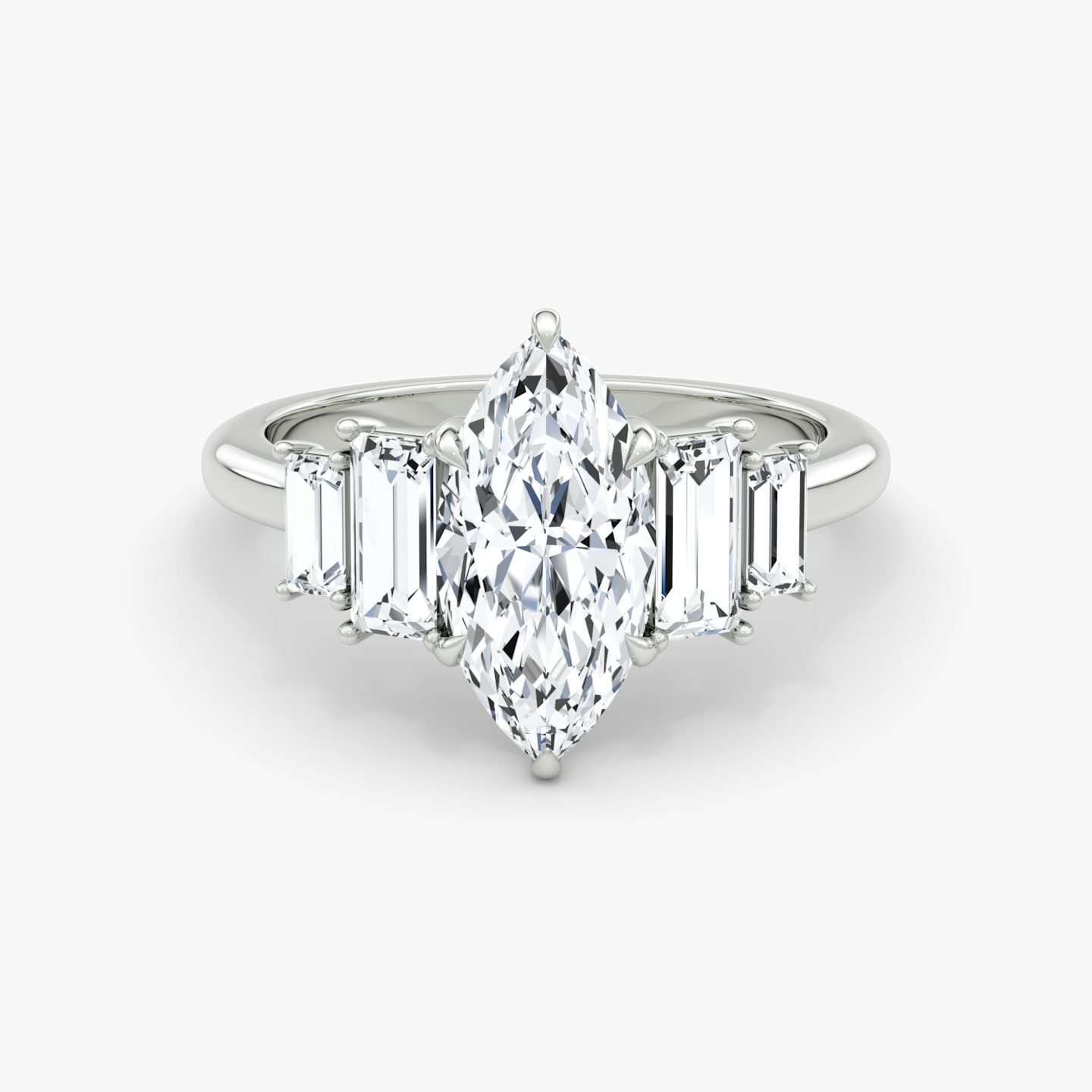 Anillo de compromiso Five Stone Heirloom | Marquise | Platino | bandAccent: Simple | diamondOrientation: vertical | caratWeight: other