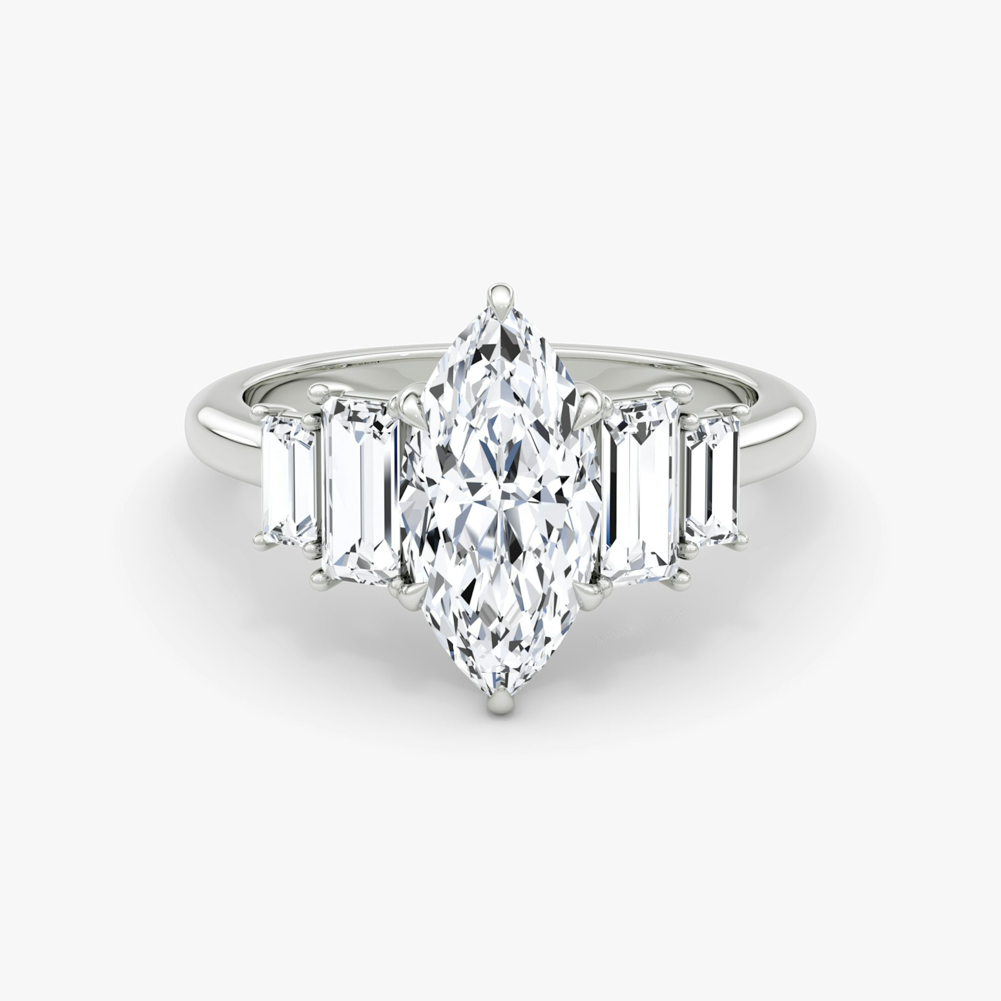 The Five Stone Heirloom | Marquise | 18k | White Gold | bandAccent: Plain | diamondOrientation: vertical | caratWeight: other