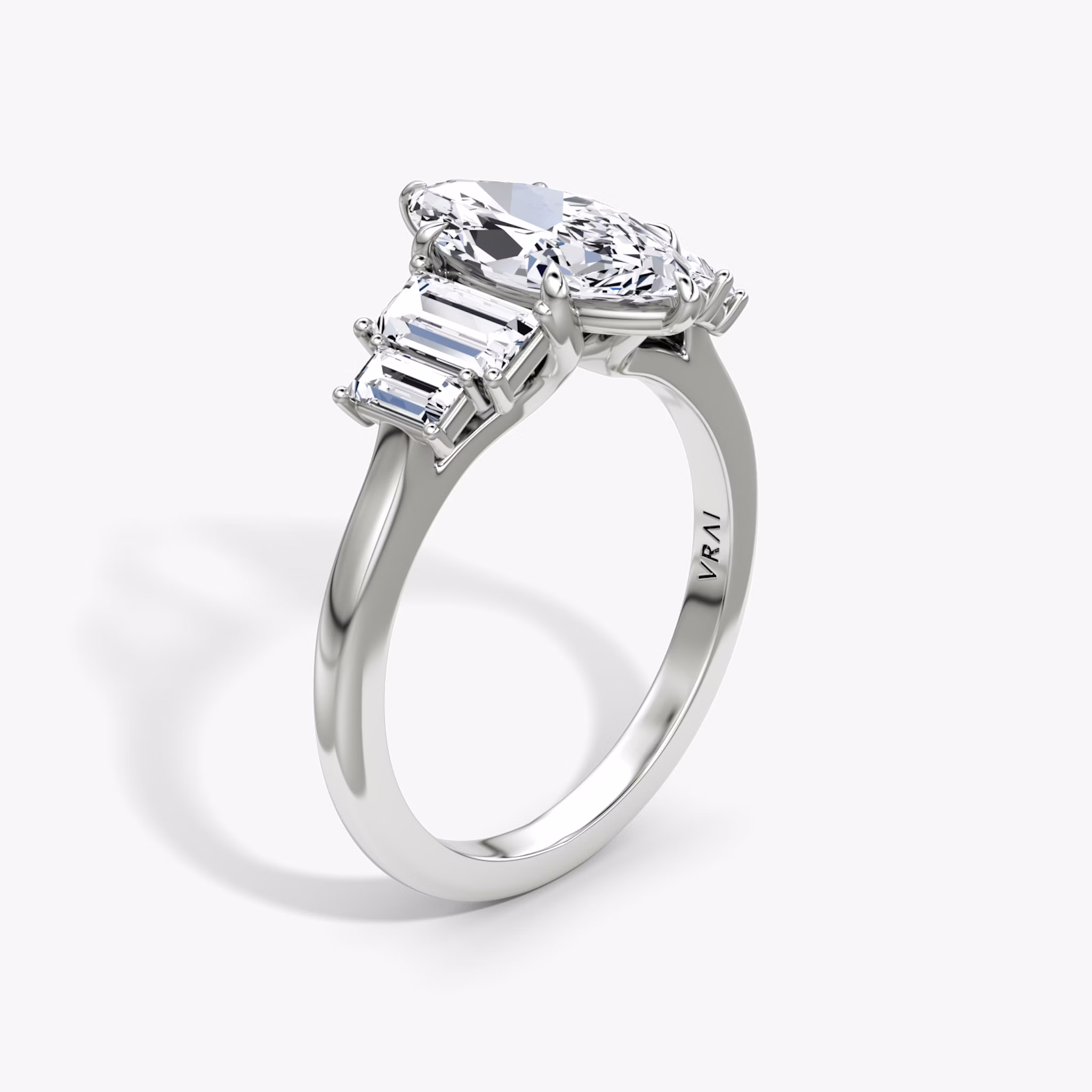 The Five Stone Heirloom | Marquise | 18k | White Gold | bandAccent: Plain | diamondOrientation: vertical | caratWeight: other