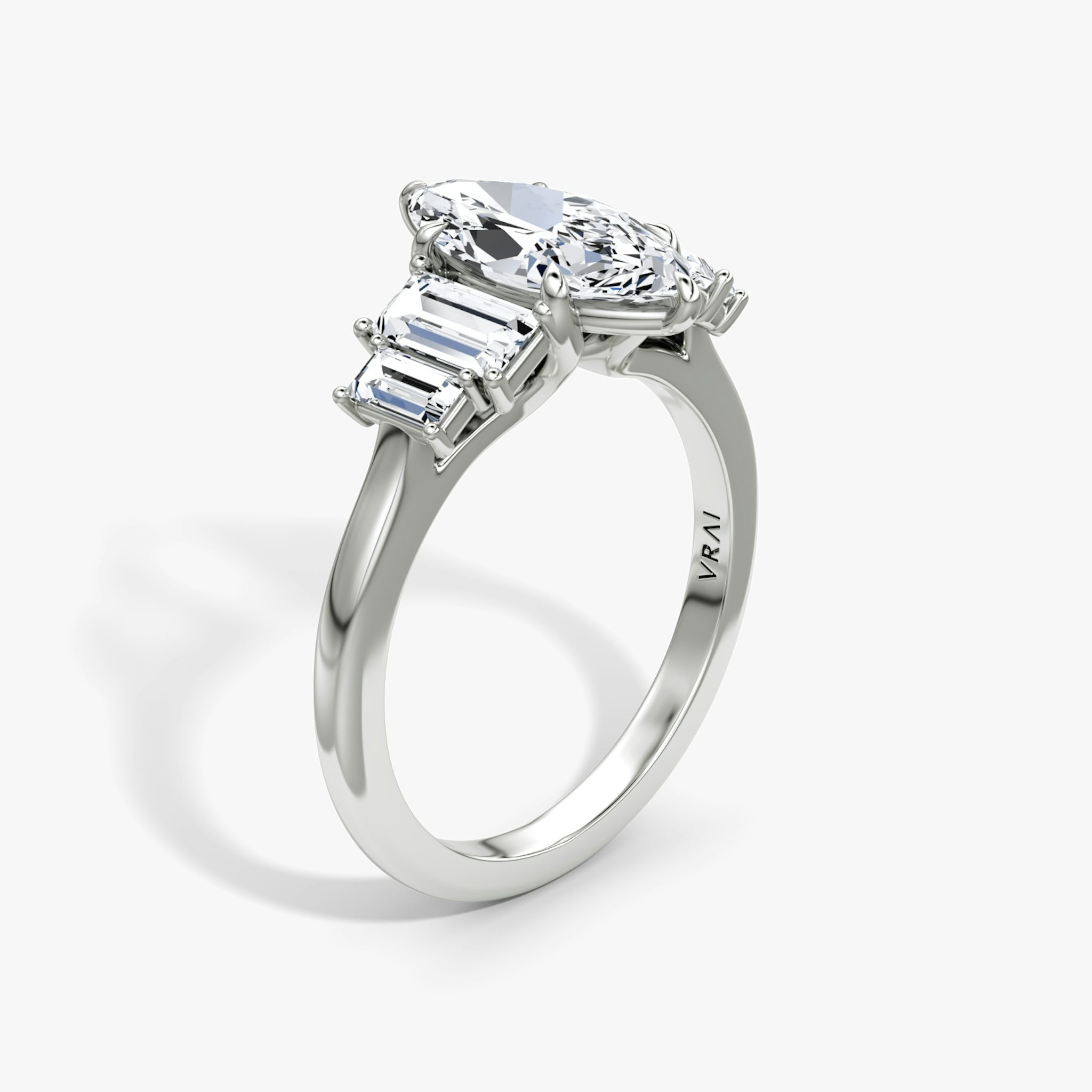 The Five Stone Heirloom | Marquise | 18k | White Gold | bandAccent: Plain | diamondOrientation: vertical | caratWeight: other