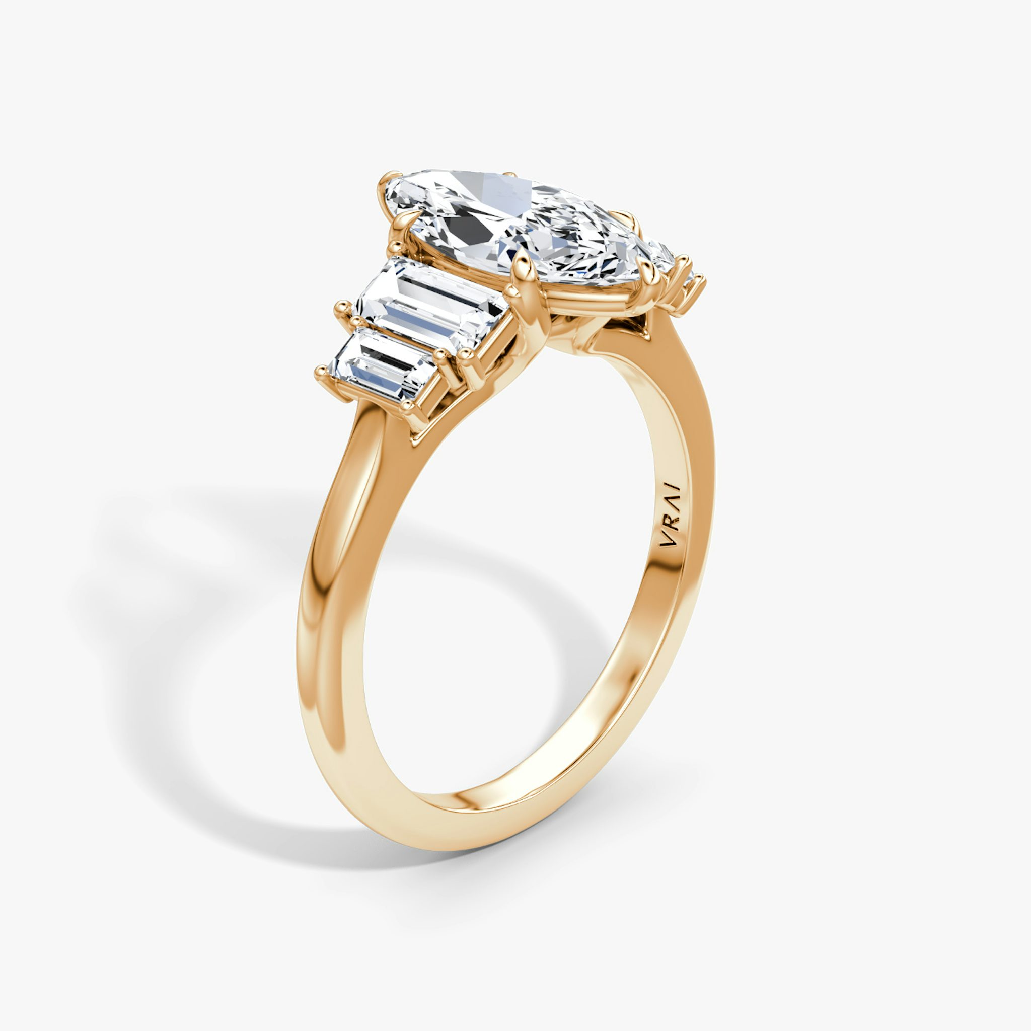 The Five Stone Heirloom | Marquise | 14k | Rose Gold | bandAccent: Plain | diamondOrientation: vertical | caratWeight: other