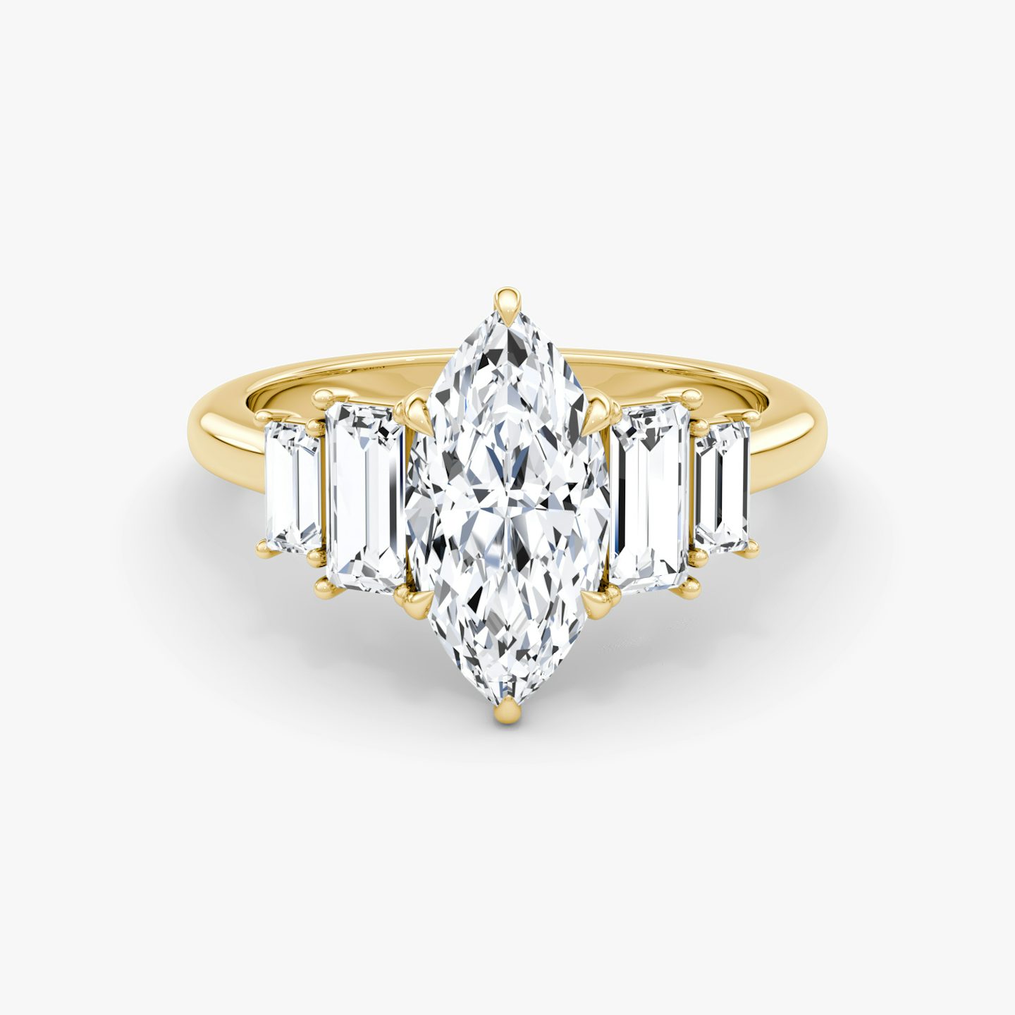 The Five Stone Heirloom | Marquise | 18k | Yellow Gold | bandAccent: Plain | diamondOrientation: vertical | caratWeight: other