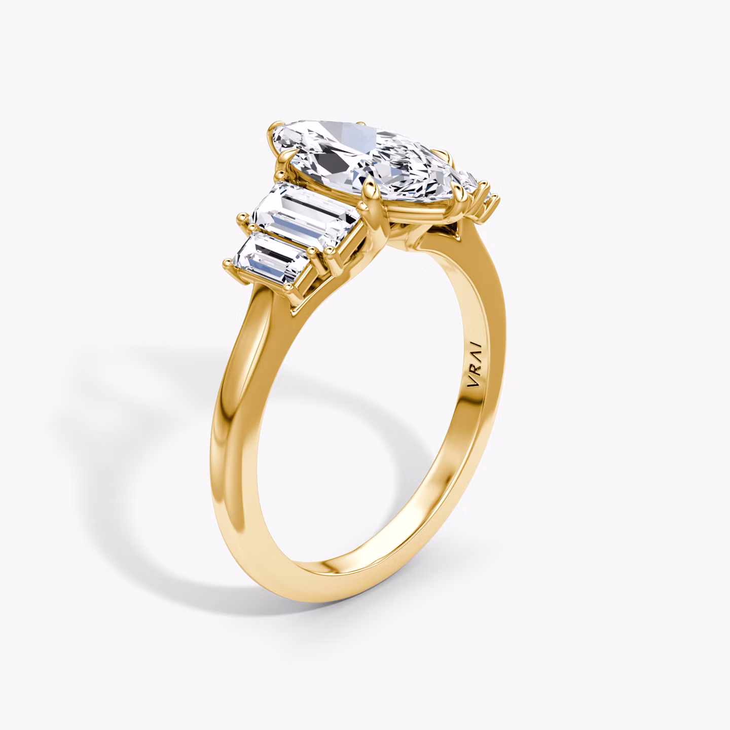 The Five Stone Heirloom | Marquise | 18k | Yellow Gold | bandAccent: Plain | diamondOrientation: vertical | caratWeight: other