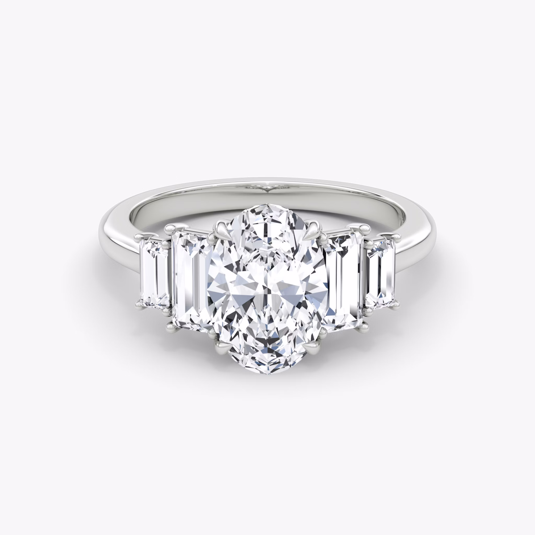 The Five Stone Heirloom | Oval | 18k | White Gold | bandAccent: Plain | diamondOrientation: vertical | caratWeight: other
