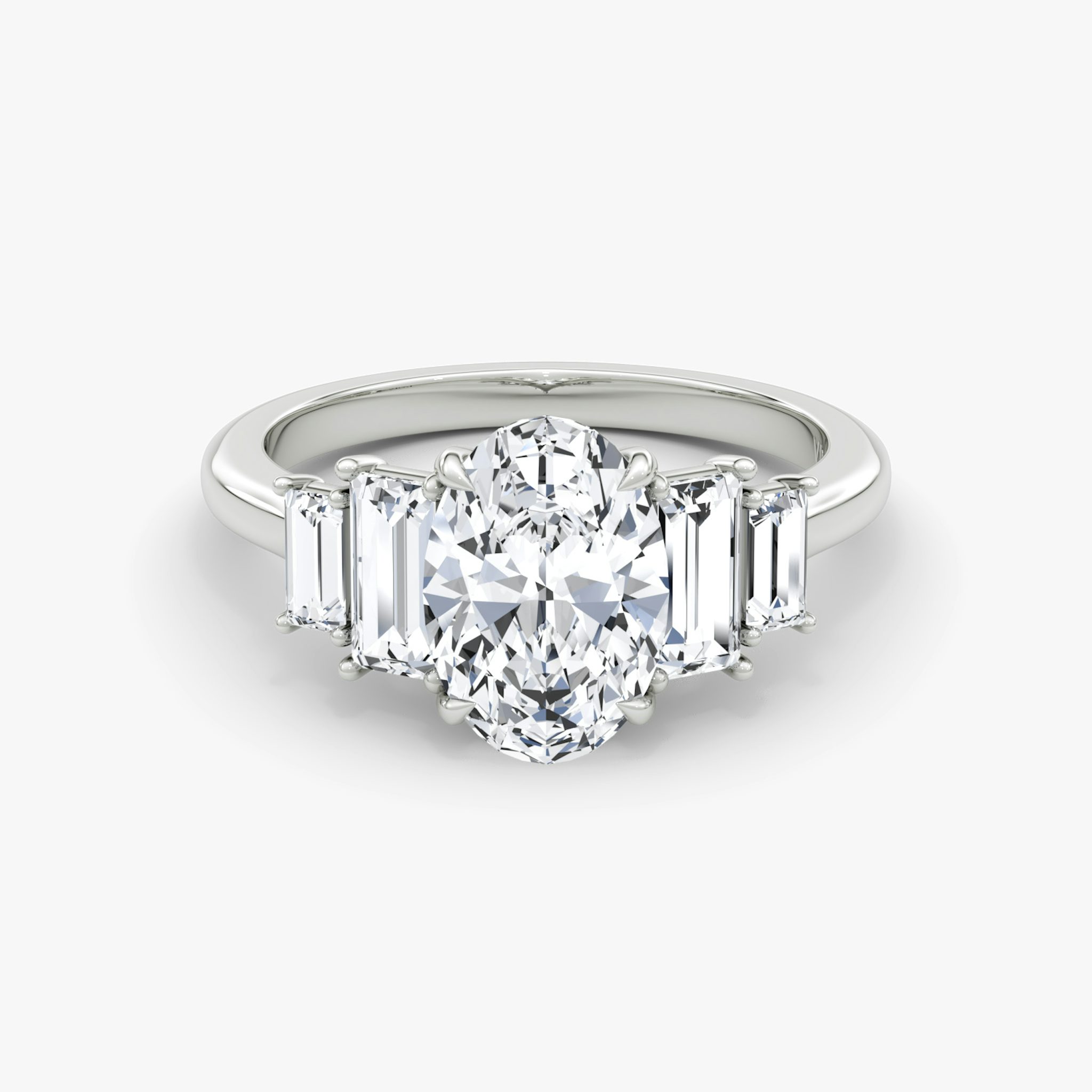 The Five Stone Heirloom | Oval | 18k | White Gold | bandAccent: Plain | diamondOrientation: vertical | caratWeight: other
