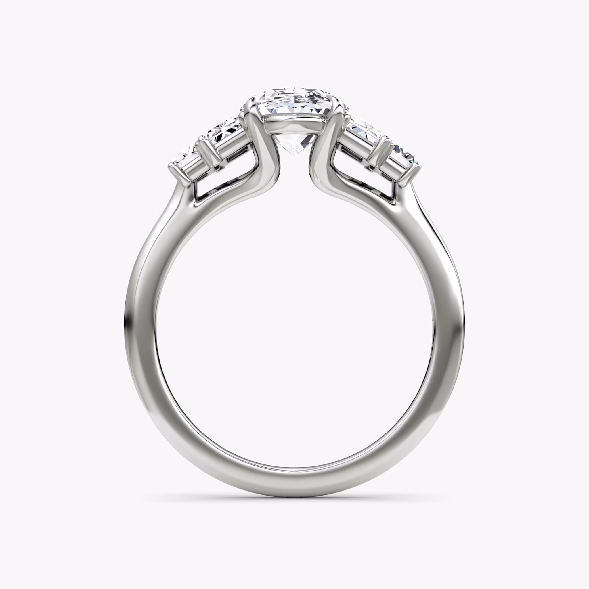The Five Stone Heirloom | Oval | 18k | White Gold | bandAccent: Plain | diamondOrientation: vertical | caratWeight: other