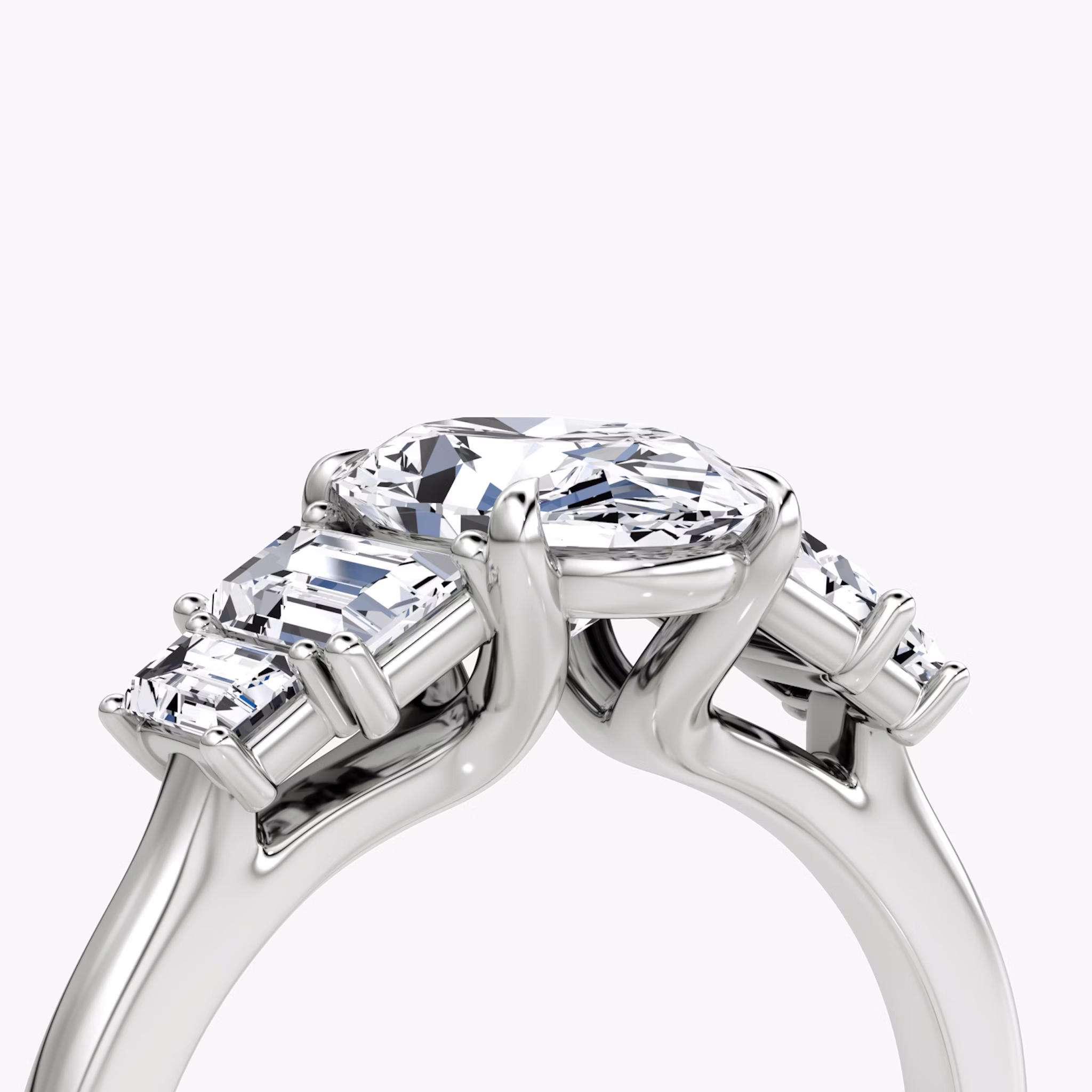 The Five Stone Heirloom | Oval | 18k | White Gold | bandAccent: Plain | diamondOrientation: vertical | caratWeight: other