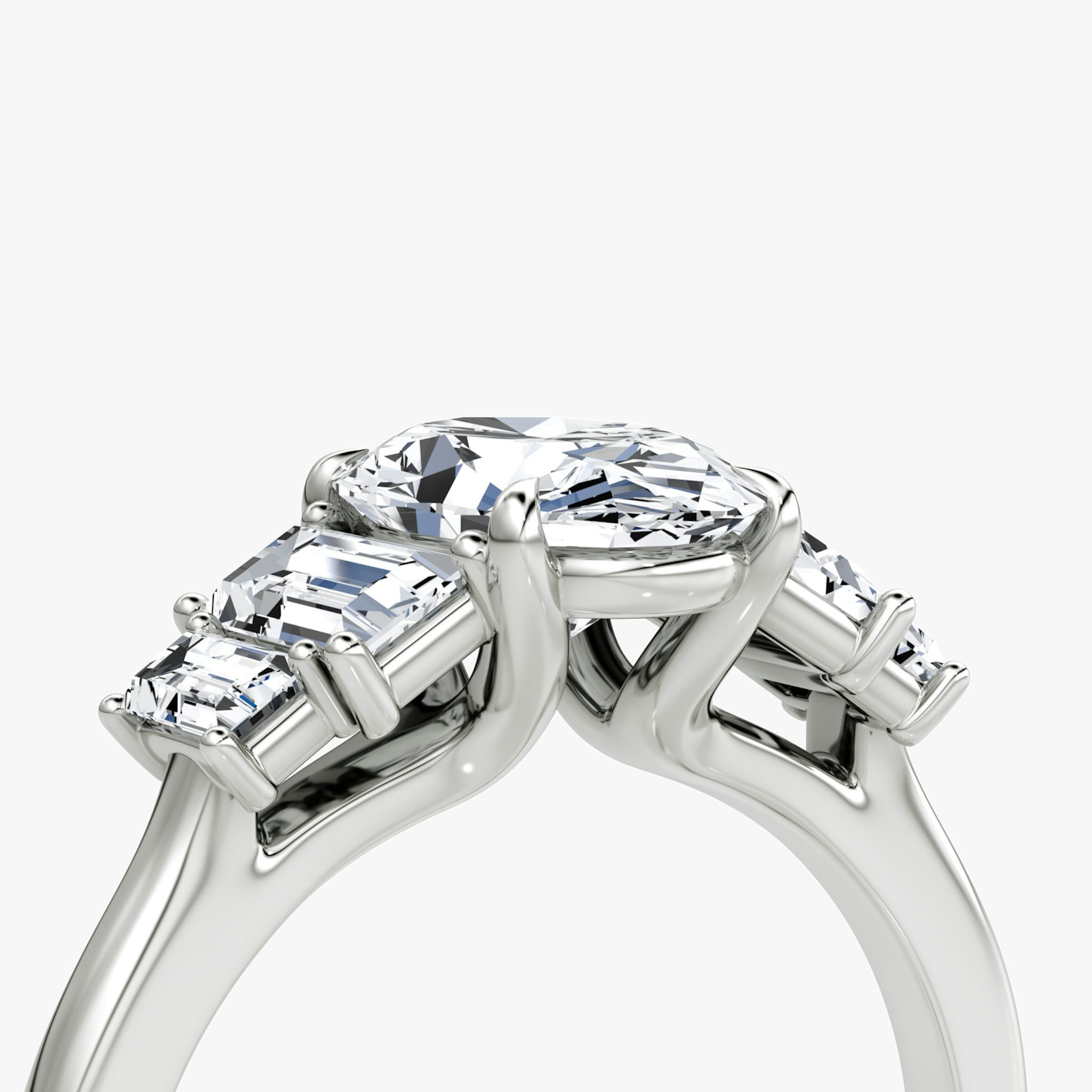 The Five Stone Heirloom | Oval | 18k | White Gold | bandAccent: Plain | diamondOrientation: vertical | caratWeight: other