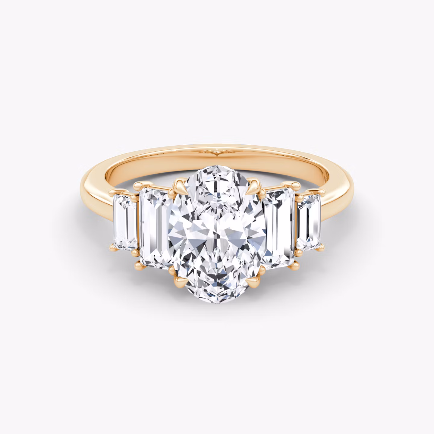The Five Stone Heirloom | Oval | 14k | Rose Gold | bandAccent: Plain | diamondOrientation: vertical | caratWeight: other