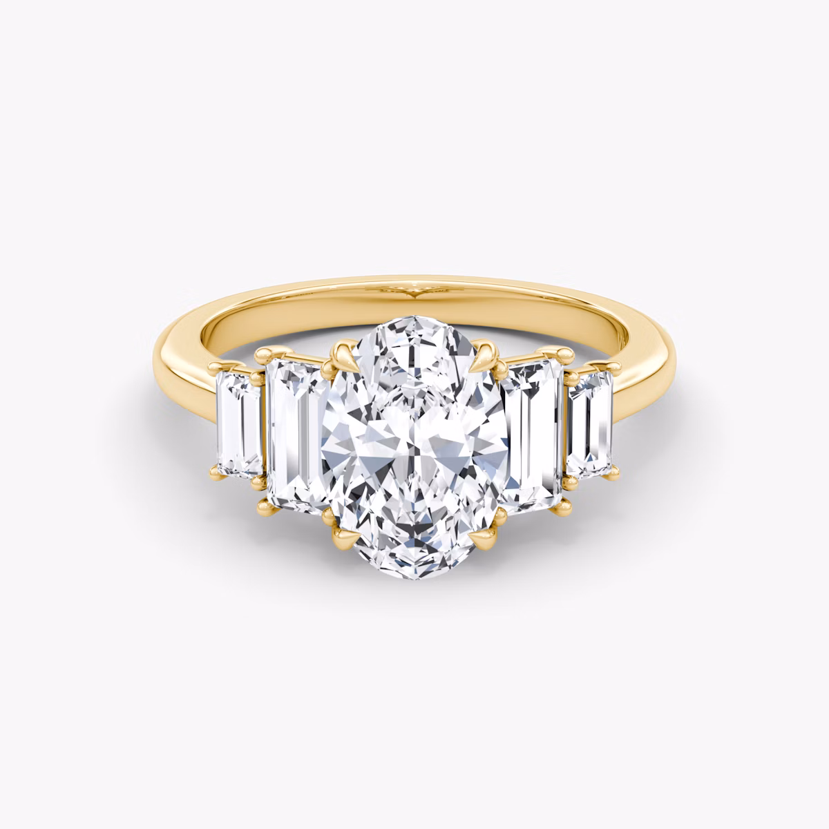 The Five Stone Heirloom | Oval | 18k | Yellow Gold | bandAccent: Plain | diamondOrientation: vertical | caratWeight: other