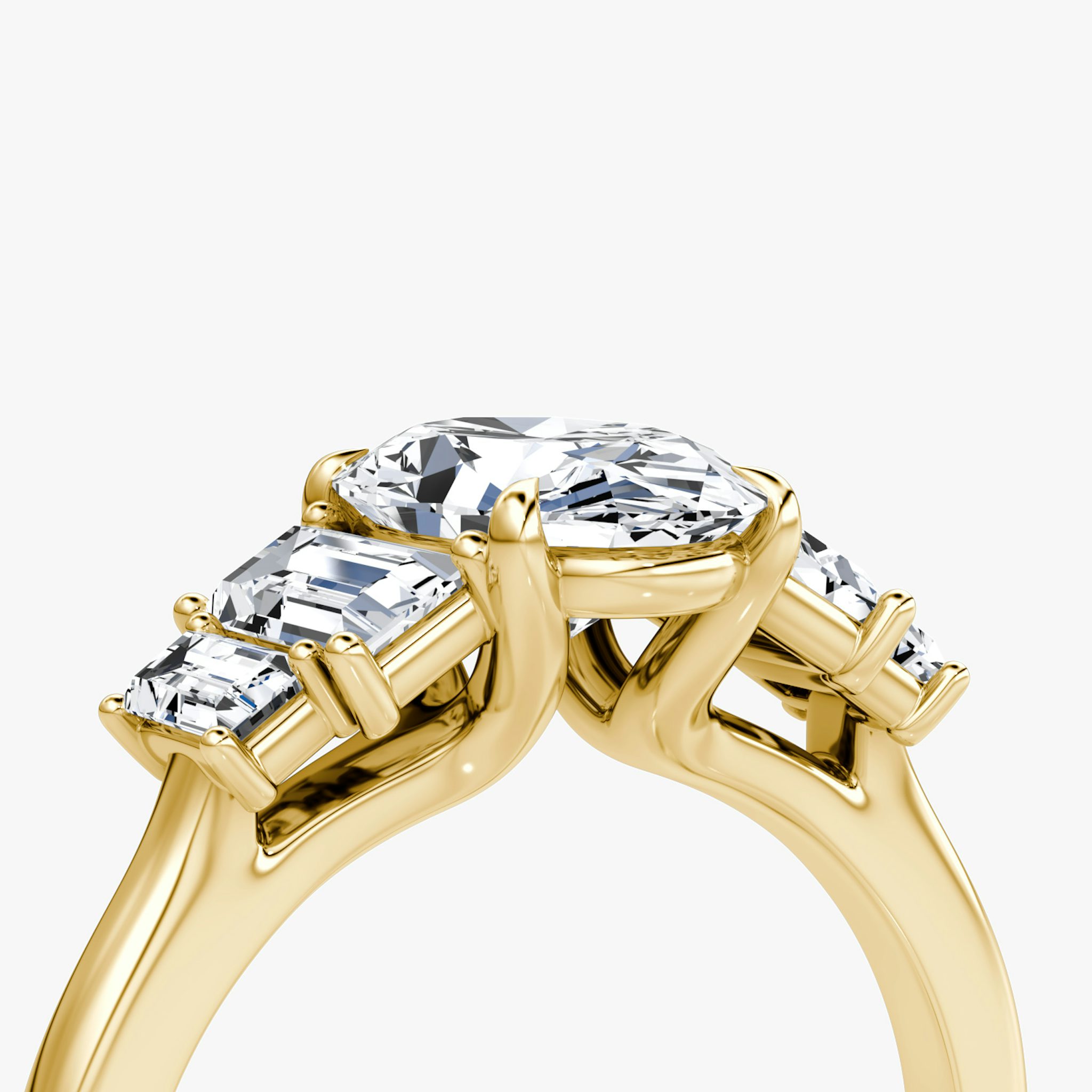The Five Stone Heirloom | Oval | 18k | Yellow Gold | bandAccent: Plain | diamondOrientation: vertical | caratWeight: other