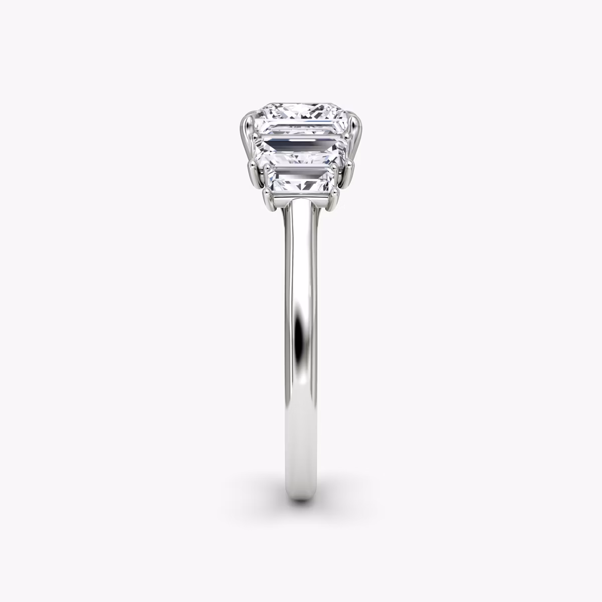 five stone engagement ring princess plain white gold side view