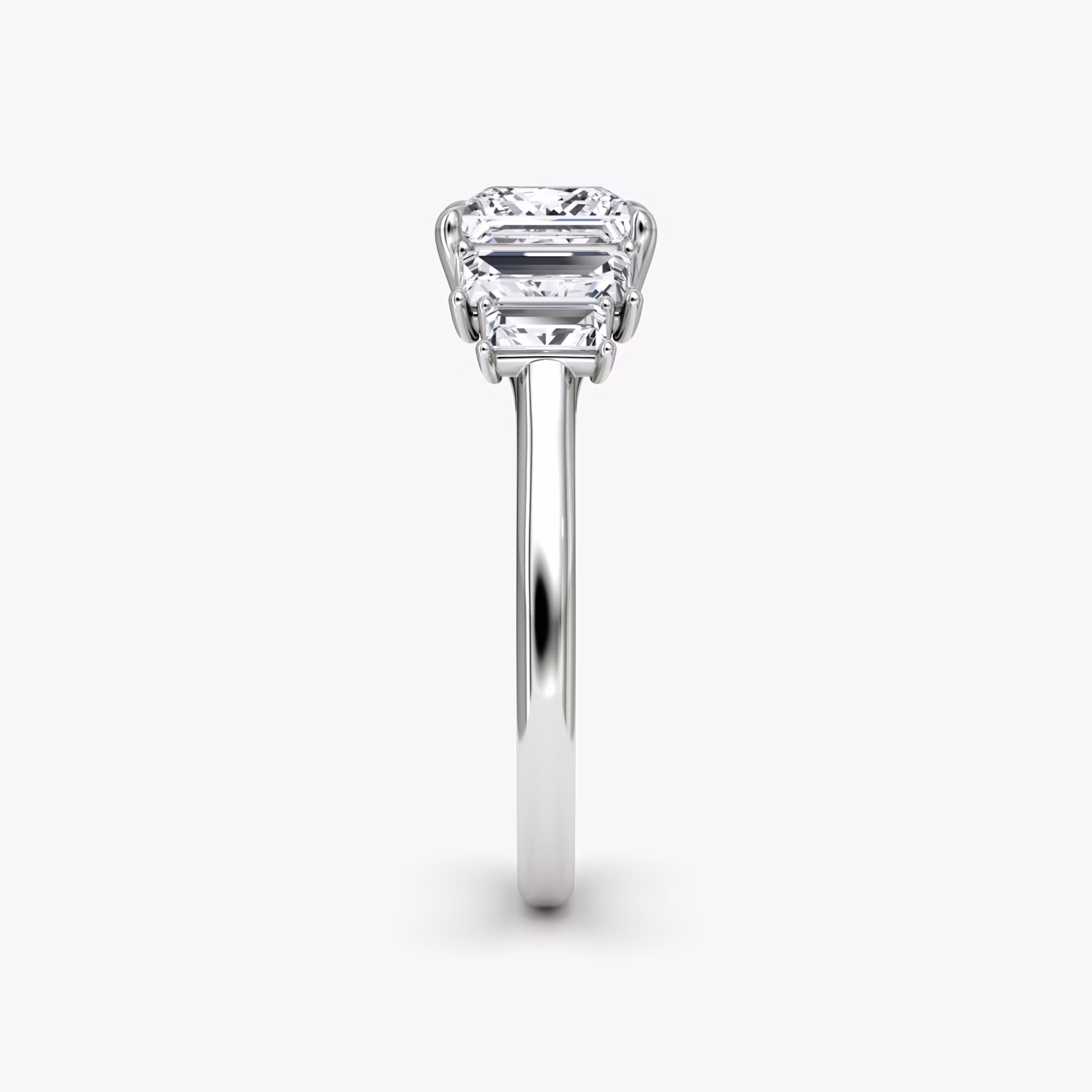 five stone engagement ring princess plain white gold side view