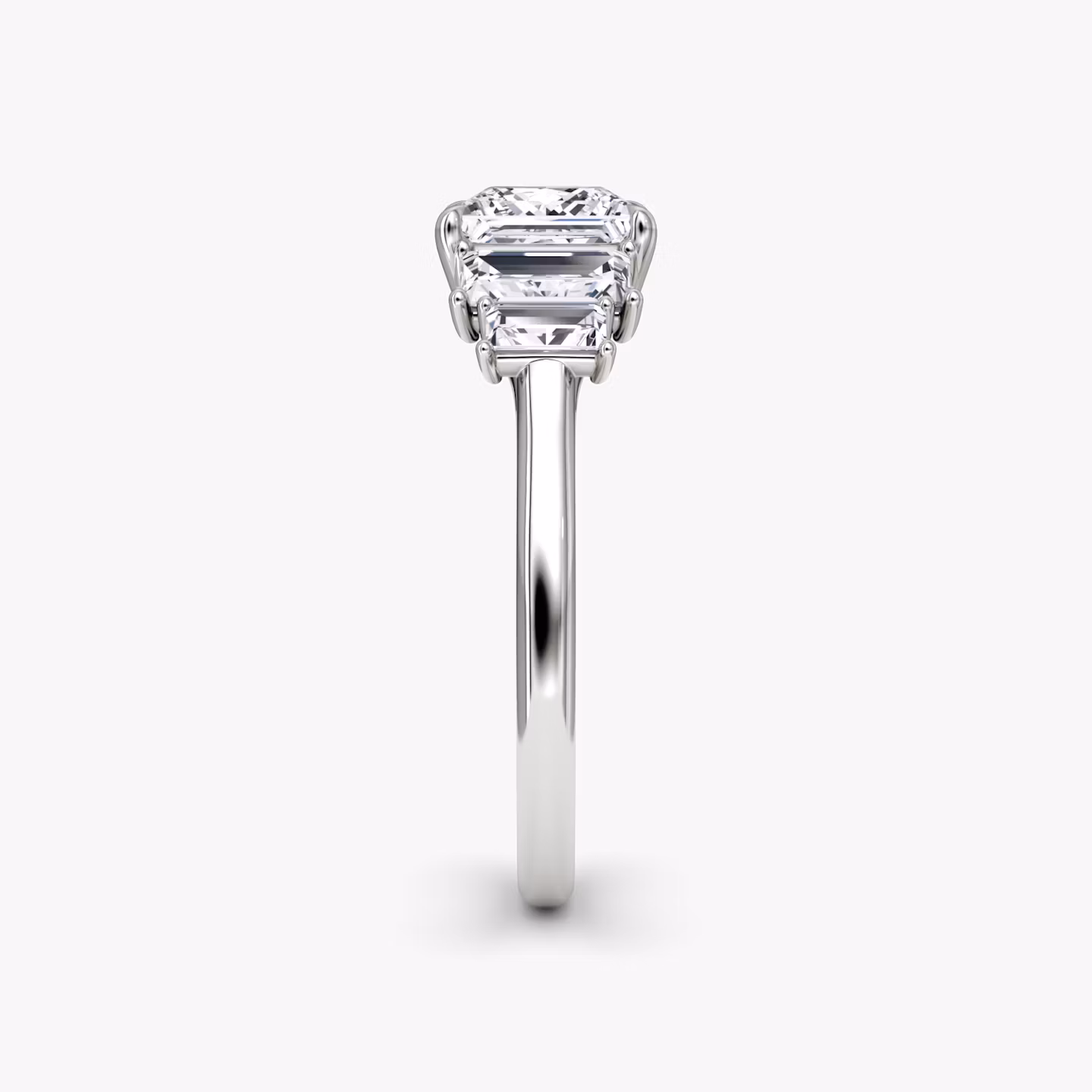 five stone engagement ring princess plain white gold side view